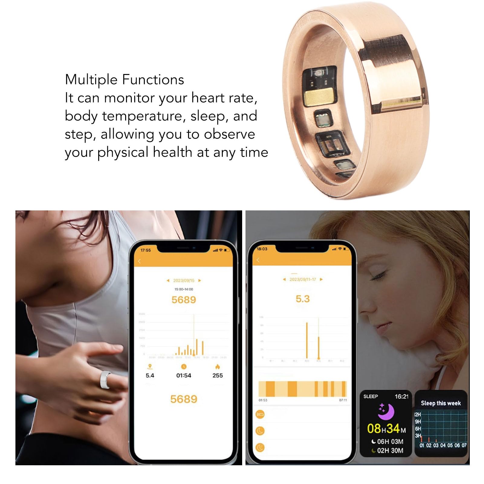 Smart Ring Health Tracker - Waterproof Fitness & Sleep Monitor for Men & Women | Heart Rate, Activity Tracking | Perfect for Workouts, Sleep Analysis & Daily Health Monitoring