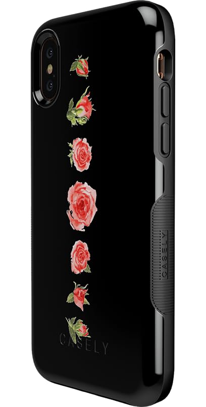 Casely iPhone X/XS Floral Phone Case - Blooming Red Rose Design | Slim Protective Cover for Women & Girls | Perfect for Spring, Weddings & Everyday Use