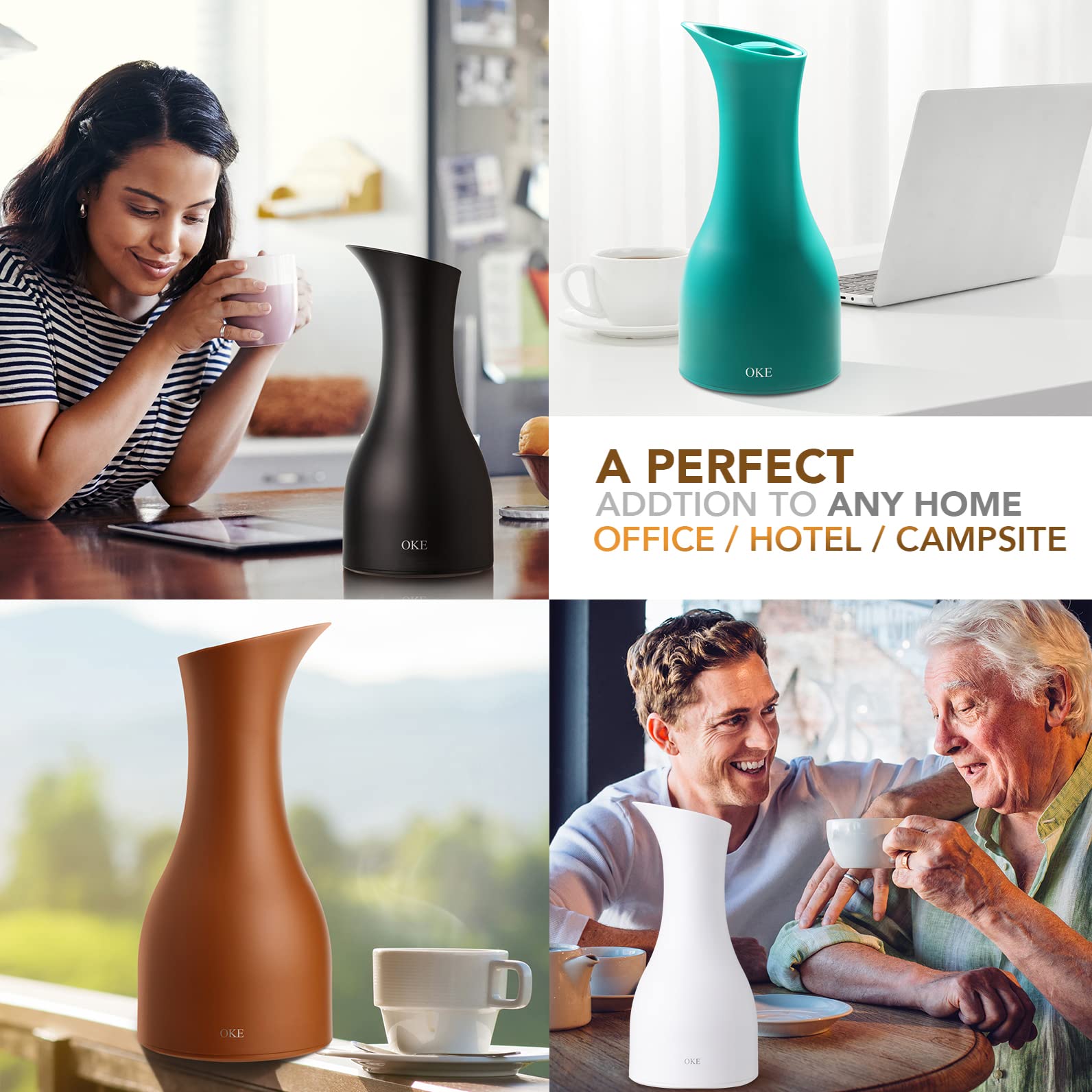 Premium Double-Walled Vacuum Insulated Coffee Carafe - Keeps Hot or Cold for 24 Hours, Thermal Glass Carafe for Coffee, Tea & Water - Perfect for Home, Office & Outdoor Use