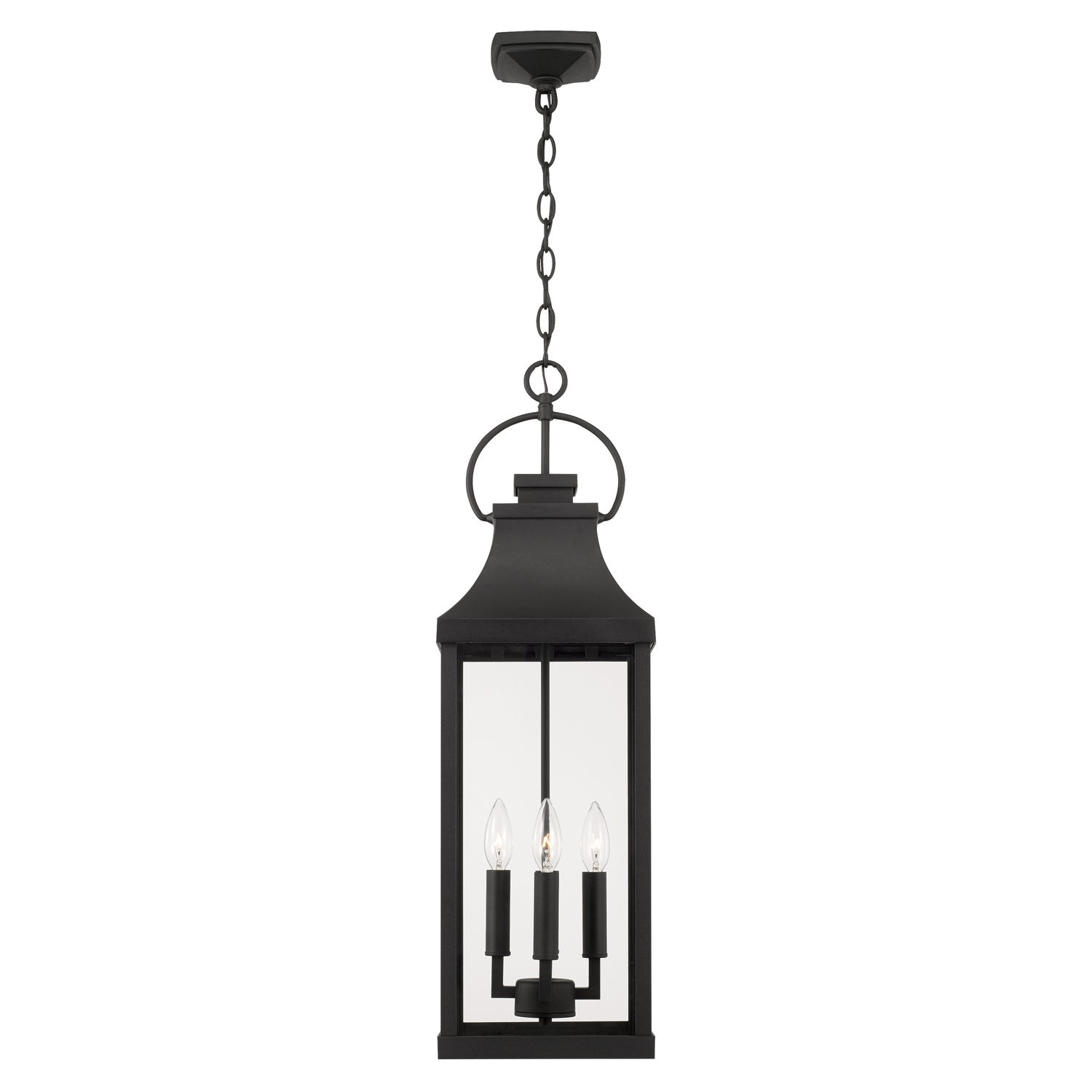 Capital Lighting 4-Light Outdoor Hanging Lantern - Black Weatherproof Porch Light Fixture for Patio, Garden & Entryway Decor