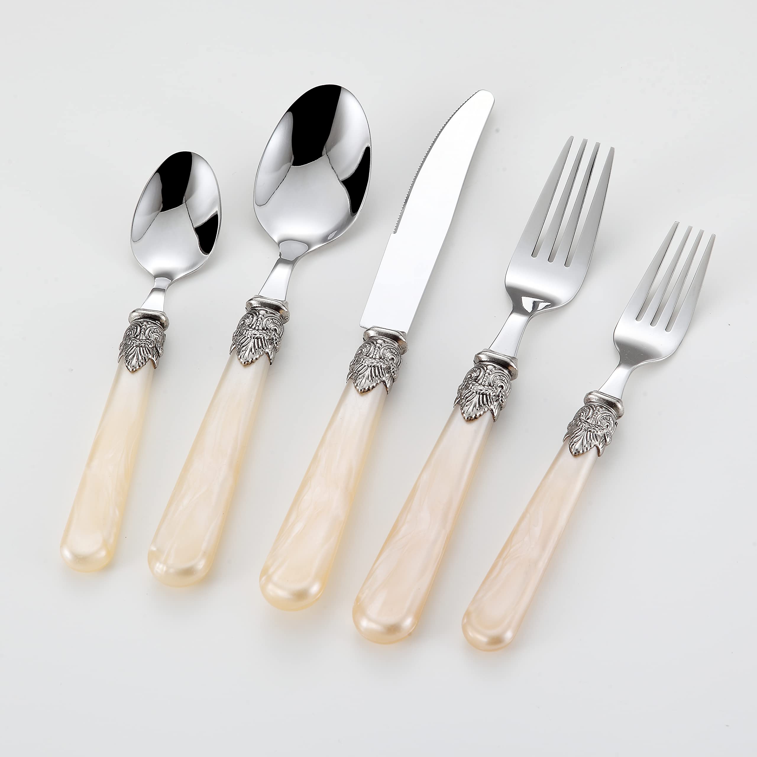 REVERIE 18/10 Stainless Steel Vintage Flatware Set - 30-Piece Silverware Set with Champagne Finish | Dishwasher Safe | Elegant Dining for Weddings, Parties & Formal Occasions