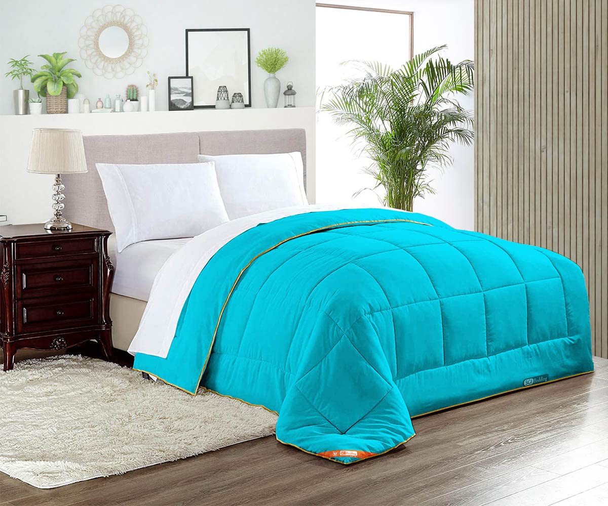 Turquoise Blue King Size Comforter Set - 300 GSM Plush Siliconized Microfiber Fill, Box Stitched Quilted Design with Soft Microfiber Shell | Includes Matching Pillowcases & Premium Piping | Perfect for Master Bedroom, Guest Room & Cozy Winter Nights