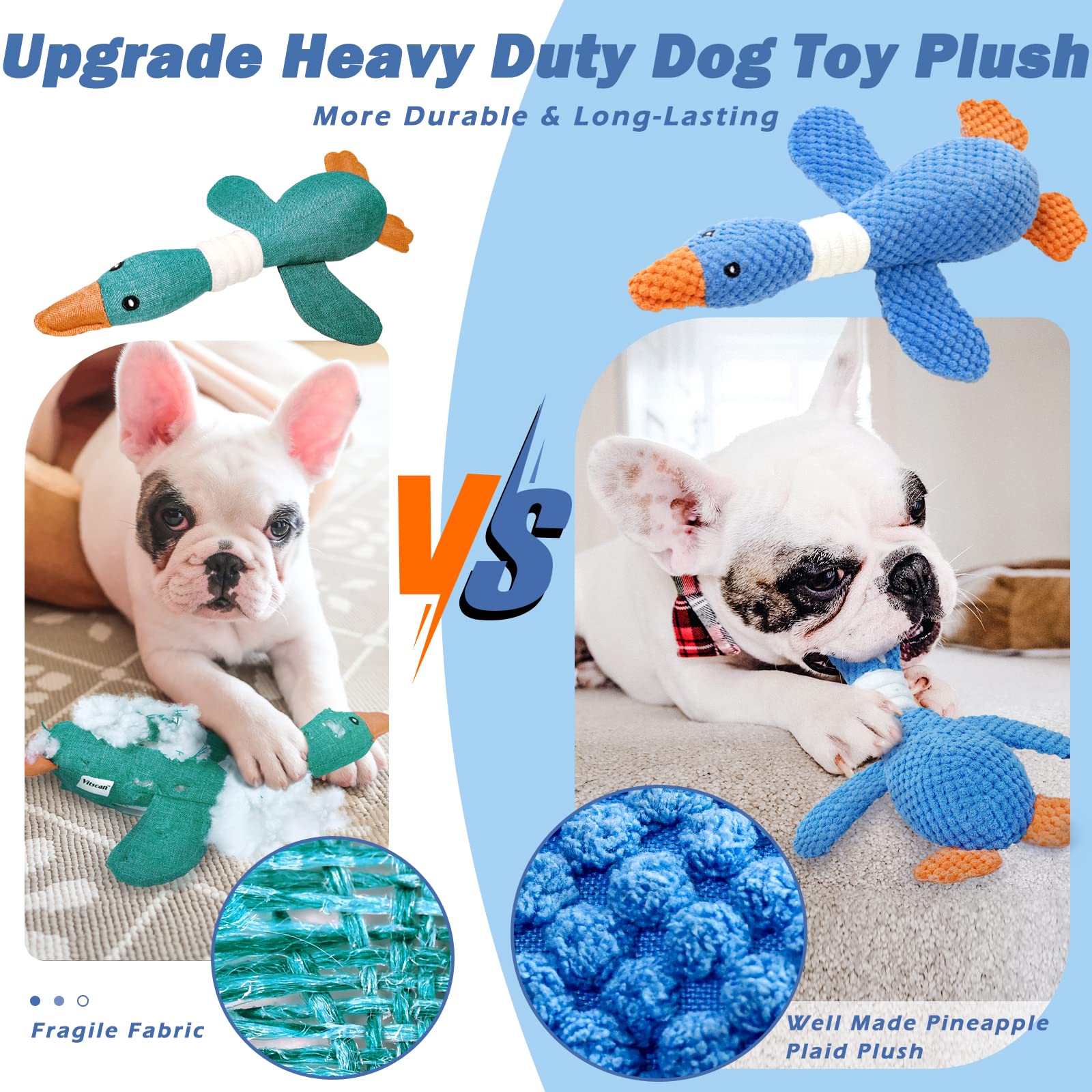 **Vitscan Upgraded Indestructible Dog Toys for Aggressive Chewers – Durable Squeaky Plush Chew Toys for Small, Medium & Large Breeds – Perfect for Teething Puppies & Playtime (Duck Design)**    *(Great for Indoor/Outdoor Play, Training Rewards & Anxiety Relief for Dogs)*