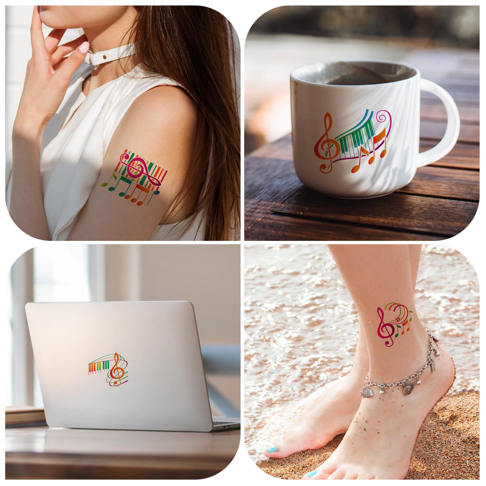 12 Sheets Music Note Temporary Tattoos for Kids - Piano Themed Party Supplies, Birthday & Baby Shower Favors, School Rewards - Perfect for Music Lovers, Classroom Prizes & Goodie Bag Fillers