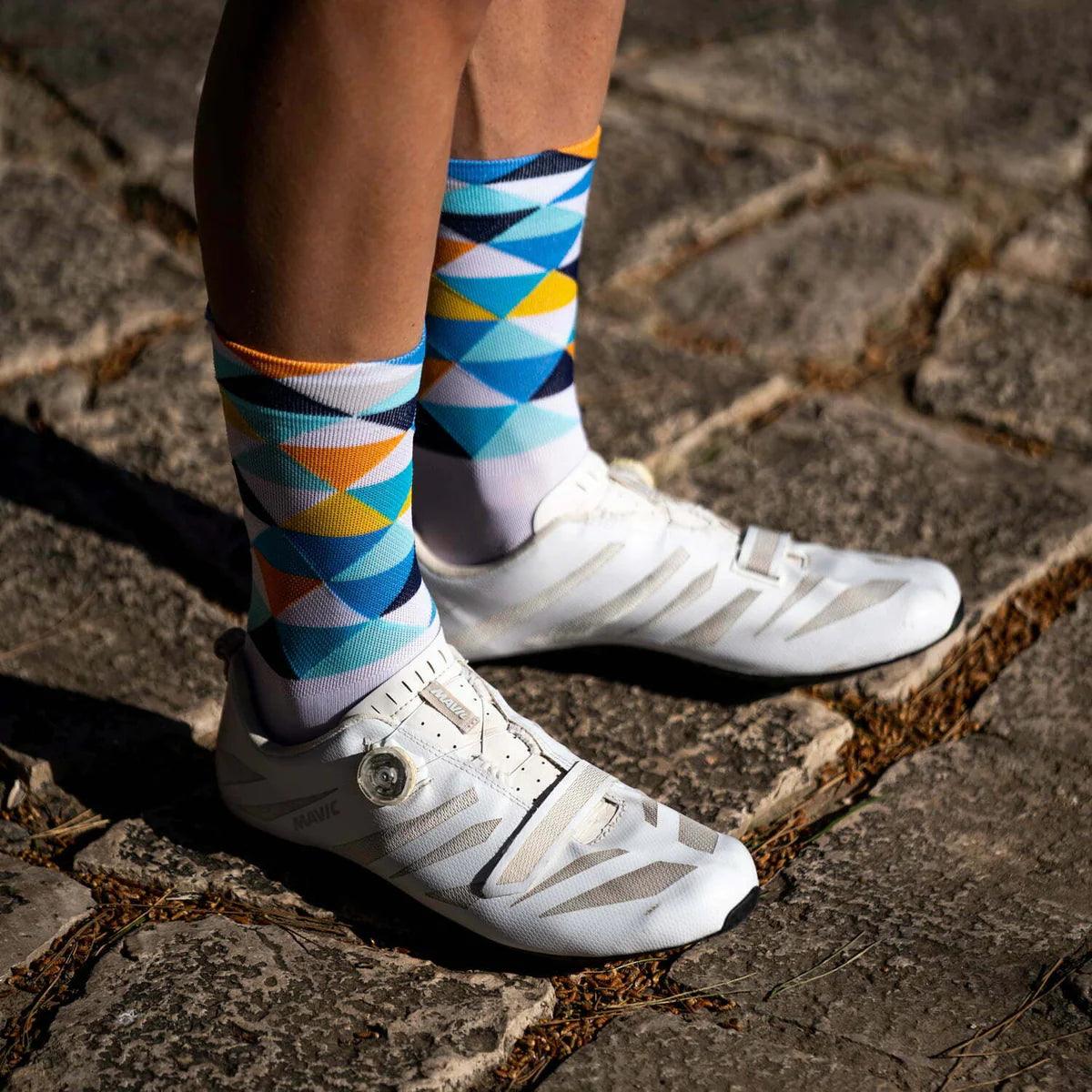 Breathable Blue Cycling Socks for Men & Women - Moisture-Wicking Sports Socks with Arch Support - Perfect for Road Biking, Mountain Biking & Indoor Cycling