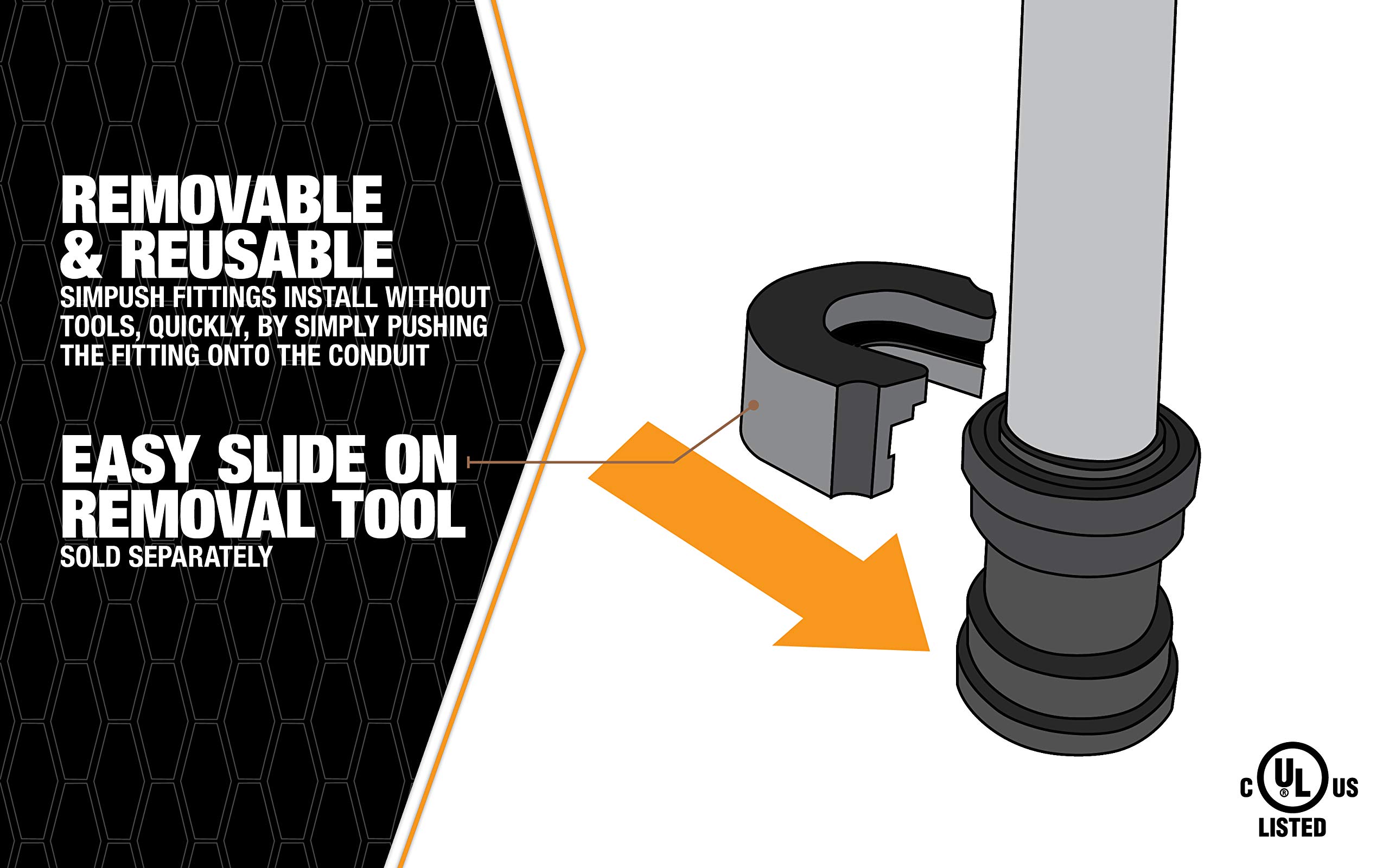 Southwire P-MA-075WT 30-Pack Gray PVC Male Adapter with Push Install & Removal Tool - 3/4