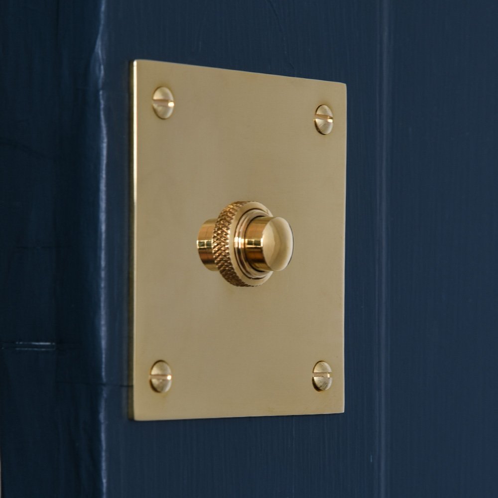 Polished Brass Square Bell Push - Vintage Style Doorbell Button for Home & Office - Perfect for Classic and Modern Entryways