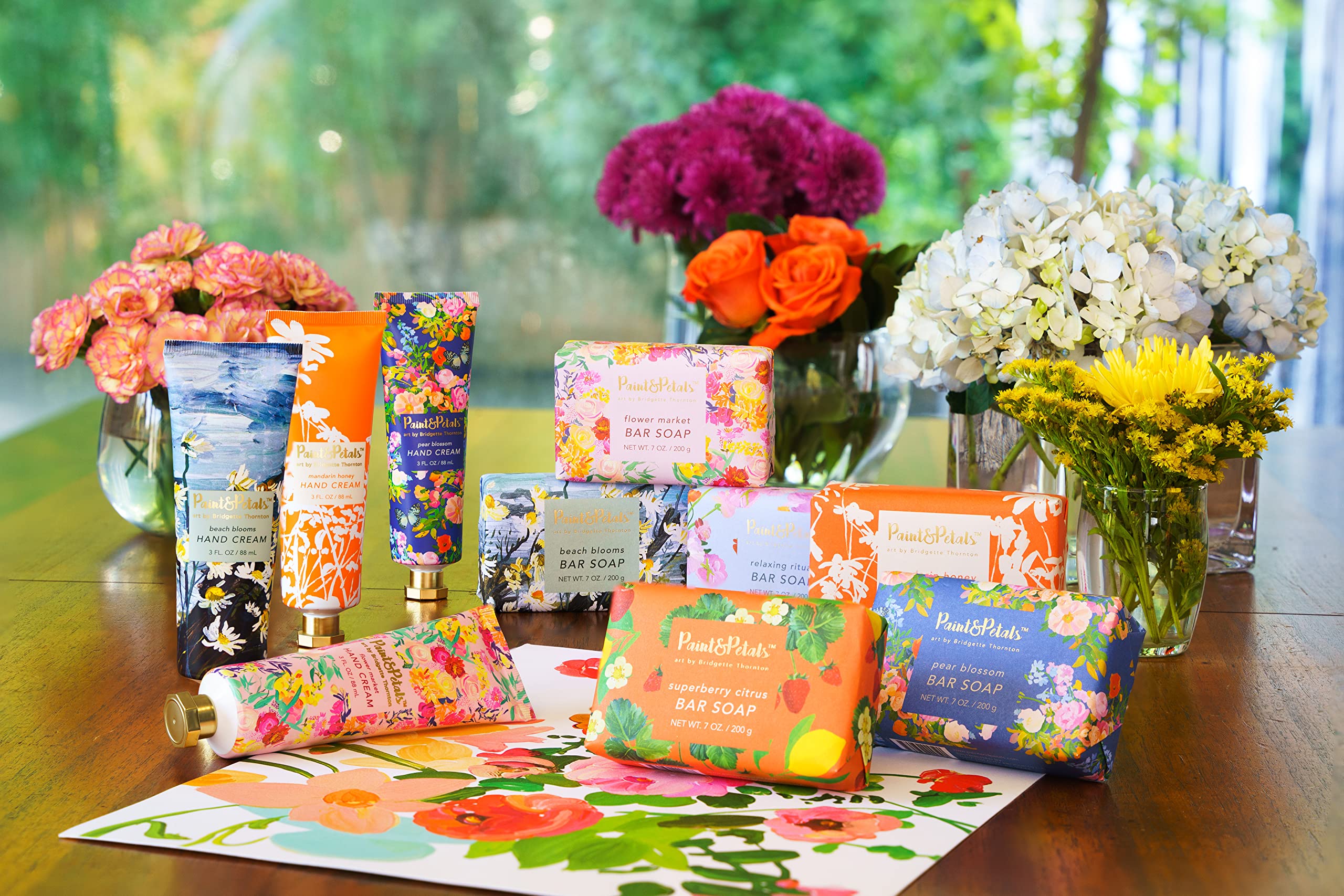 PAINT & PETALS Scented Bar Soap Gift Set - 6 Fragrant Varieties (7oz Each) with 2 Elegant Gift Bags | Perfect for Spa Days, Home Decor & Thoughtful Presents