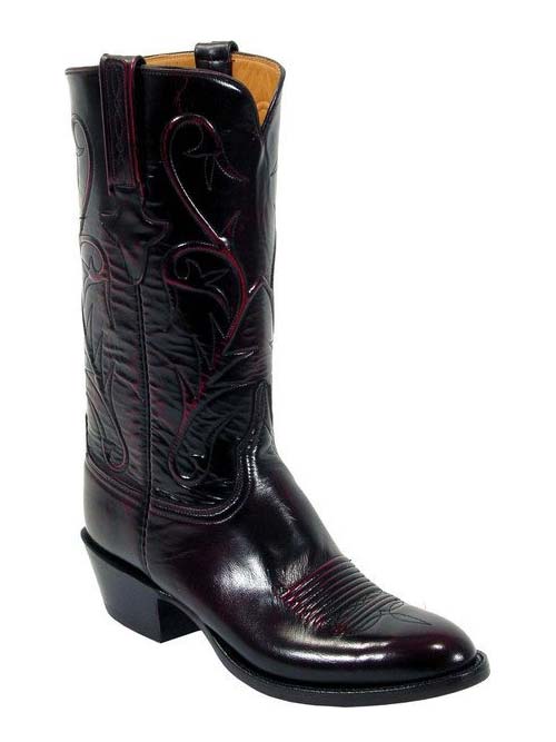 Lucchese L1514.63 Men's Classic Goat Leather Cowboy Boots in Black Cherry - Perfect for Western Wear, Rodeo & Country Style Outfits