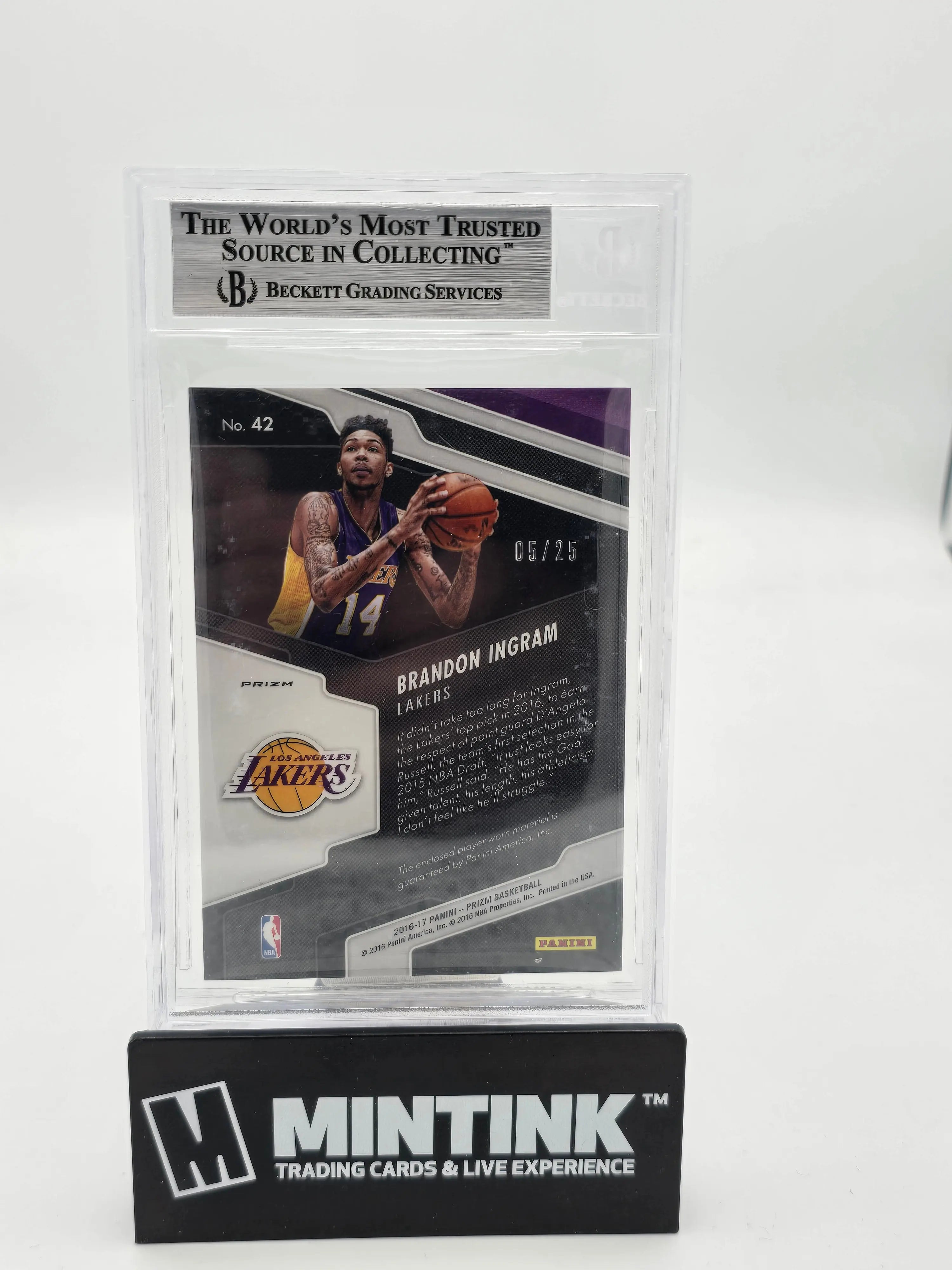 2016 Panini Prizm Brandon Ingram Rookie Jersey Orange Wave BGS 9/25 - NBA Basketball Trading Card for Collectors & Sports Fans - Perfect for Display, Investment & Memorabilia Collections