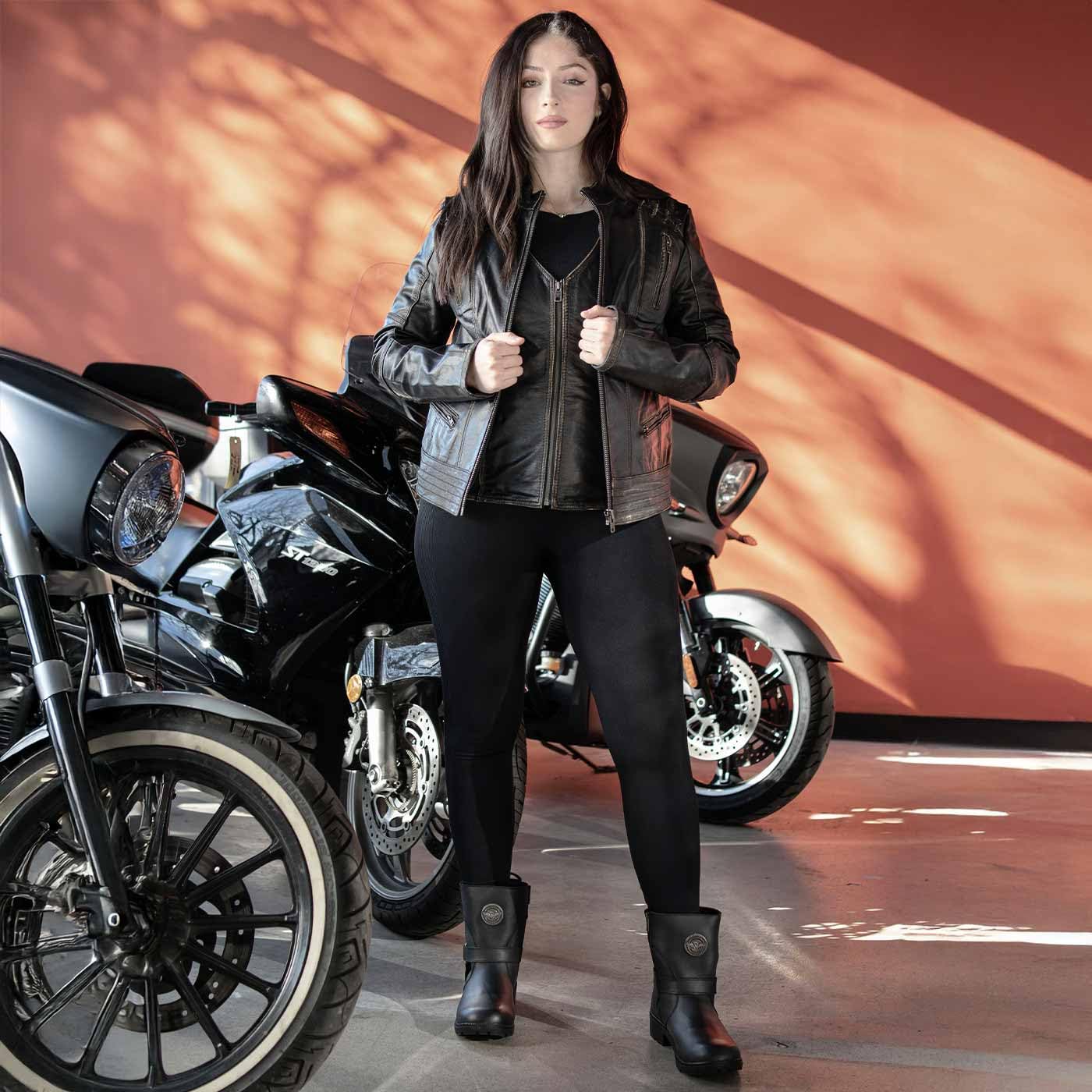 Milwaukee Leather MLL2527 Women's Elegant Distressed Brown Laced Leather Jacket - Stylish Outerwear for Casual Wear, Night Out & Fall Fashion