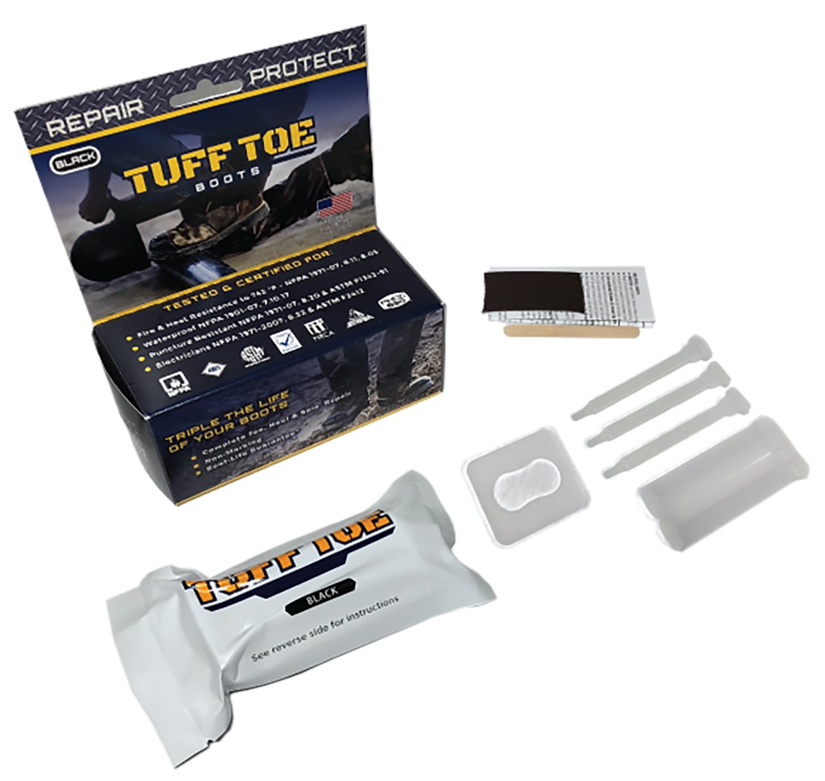 Tuff Toe Unisex Work Boot Repair Kit - Black One Size - Durable Shoe & Boot Toe Protection for Construction, Hiking & Outdoor Work