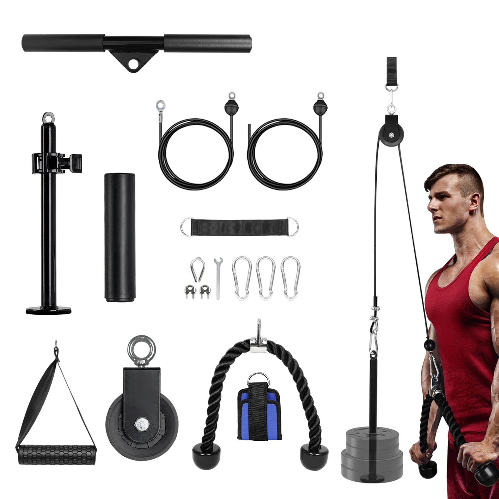 Uboway Dual Cable LAT Pull Down Machine - Upgraded Weight Cable Pulley System with Loading Pin for Home Gym | Perfect for Triceps, Back, Forearms & Shoulder Workouts | Strength Training & Fitness Equipment for Small Spaces