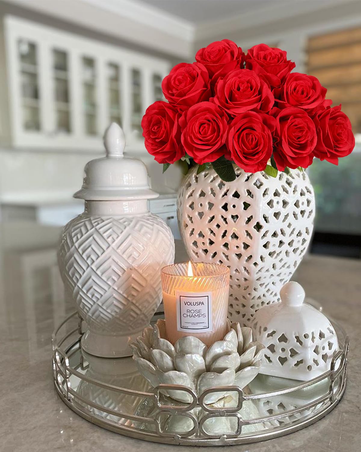 10pcs Long Stem Silk Rose Flowers - Artificial Red Roses for Home Decor, Wedding Centerpieces, Party Arrangements - Perfect for Bouquets, Table Settings, and Romantic Events