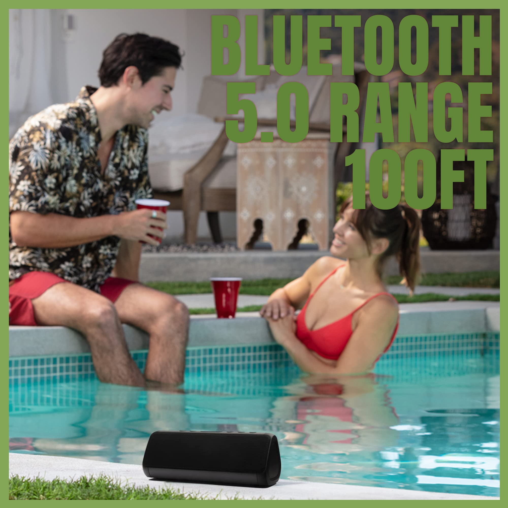 OontZ Pro Waterproof Bluetooth Speaker - 21W High Power, Rich Bass & Crystal Clear Sound, 100ft Wireless Range, Dual Stereo Pairing, IPX6 Waterproof (Black) - Perfect for Pool Parties, Beach Outings & Outdoor Adventures