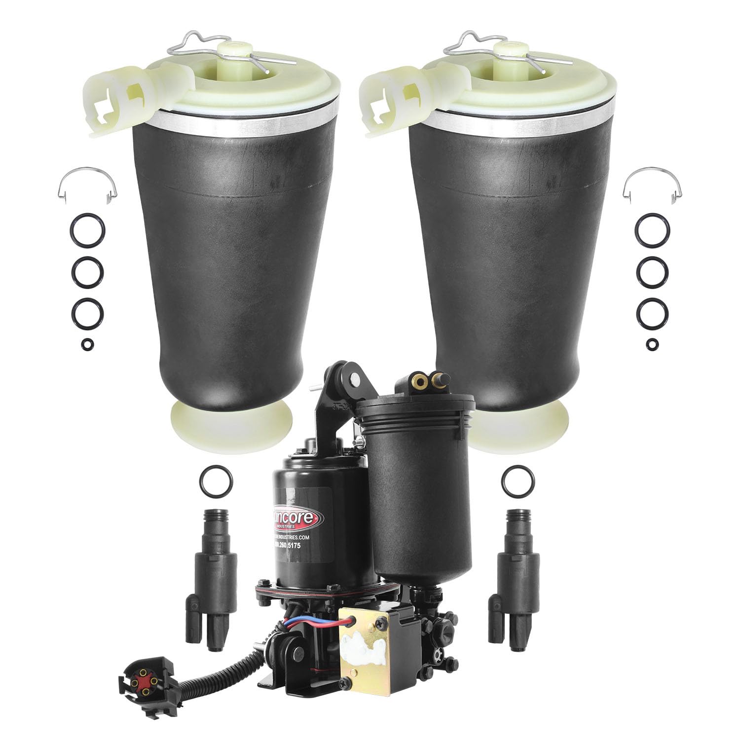 Suncore 44F-15-R-KIT Complete Air Suspension System Kit with Air Spring Bags, Solenoids & Compressor - Heavy Duty Lift for Trucks, SUVs & RVs - Perfect for Off-Roading, Towing & Smooth Ride Comfort