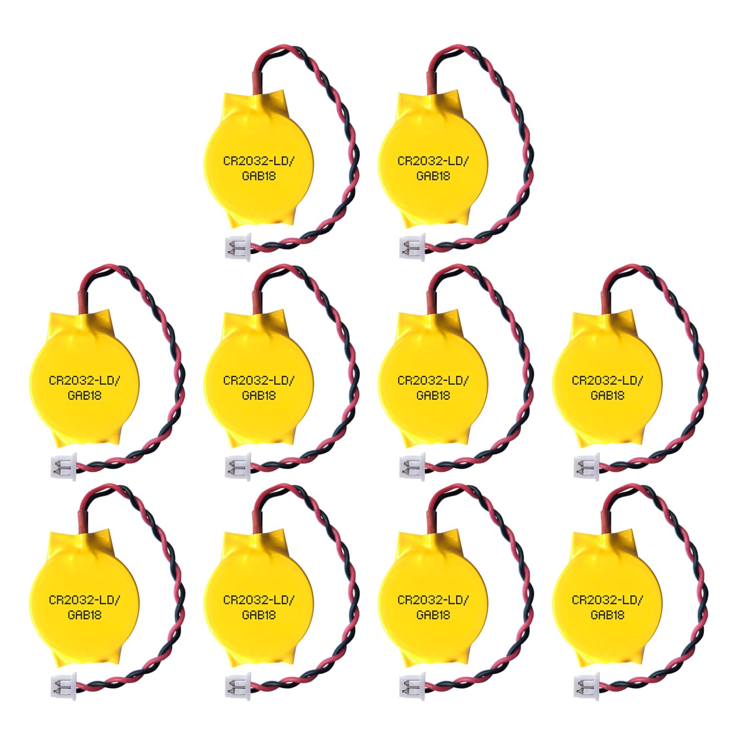 EEMB 10-Pack CR2032 3V Lithium Coin Cell Battery with Wire Leads & MOLEX Connector - Replacement for Intel NUC, ASUS ROG Strix G702V, AsRock AM1H-ITX - Perfect for Laptop BIOS, Motherboard, and Desktop Computer Memory Backup