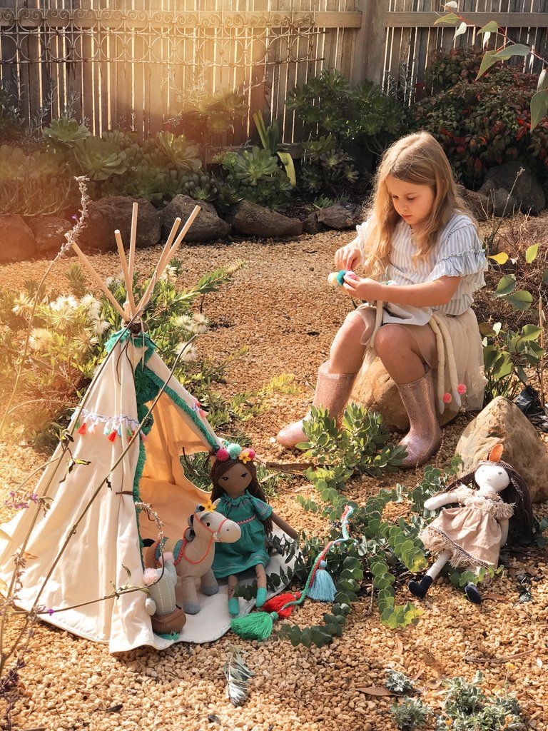 Woodstock Wigwam Doll's Teepee Tent - Aqua Blue Play Tent for Kids | Perfect for Indoor Playroom, Nursery Decor & Imaginative Play