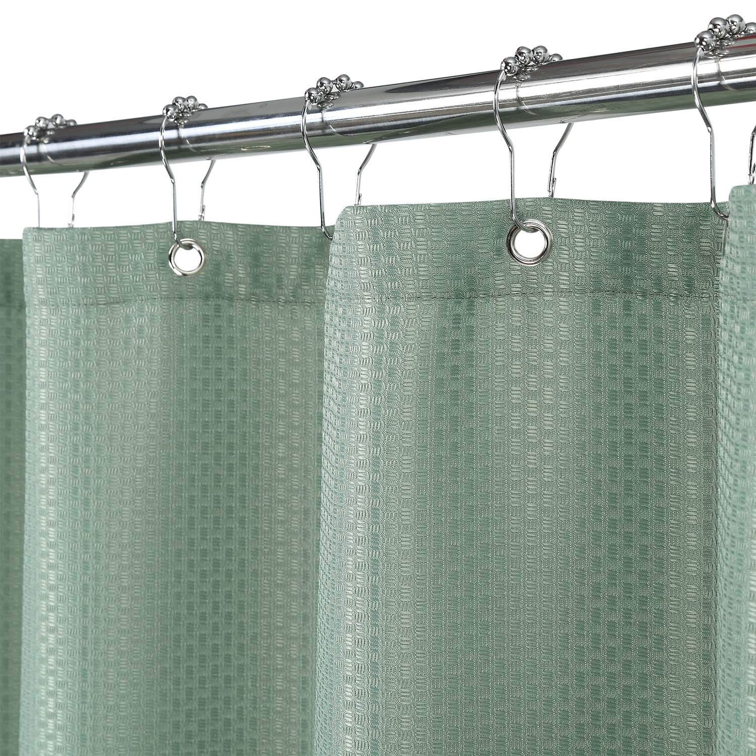 FairOnly 78 Inch Extra Long Waffle Weave Shower Curtain - Water Resistant, Washable Fabric Bathroom Curtain with Rustproof Grommets - Sage Green (Perfect for Spa-Style Bathrooms & Guest Baths)