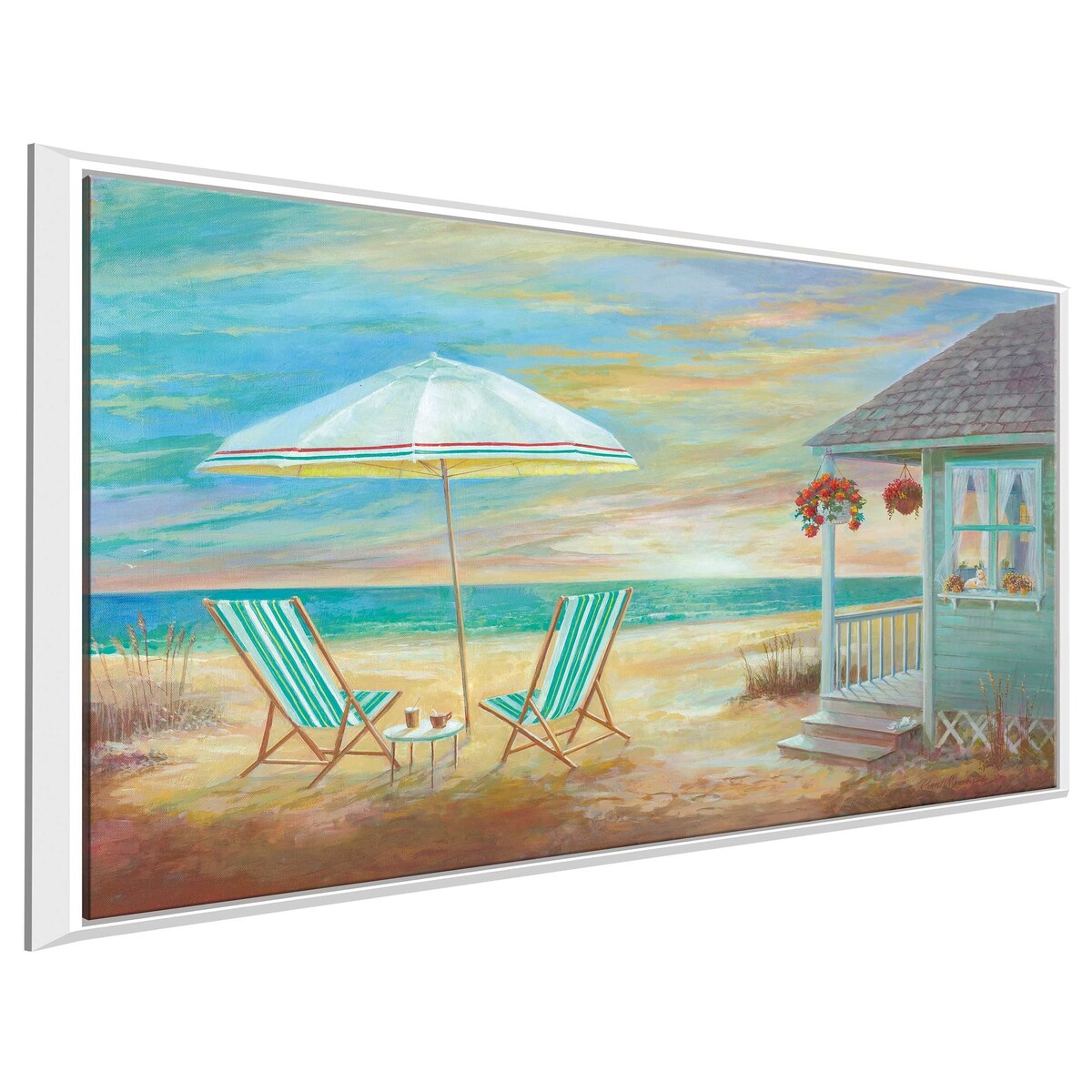 Beach Cottage by Ruane Manning - Premium Floating Canvas Wall Art - Perfect for Coastal, Nautical & Beach House Decor