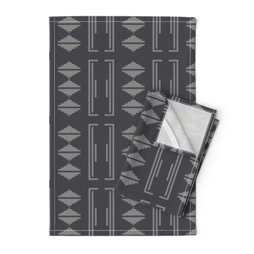 Gray Geometric Modern Minimalist Printed Tea Towel - Linen Cotton Canvas Kitchen Towel for Drying Dishes & Decor | Spoonflower Eco-Friendly Decorative Towel for Home & Gifts