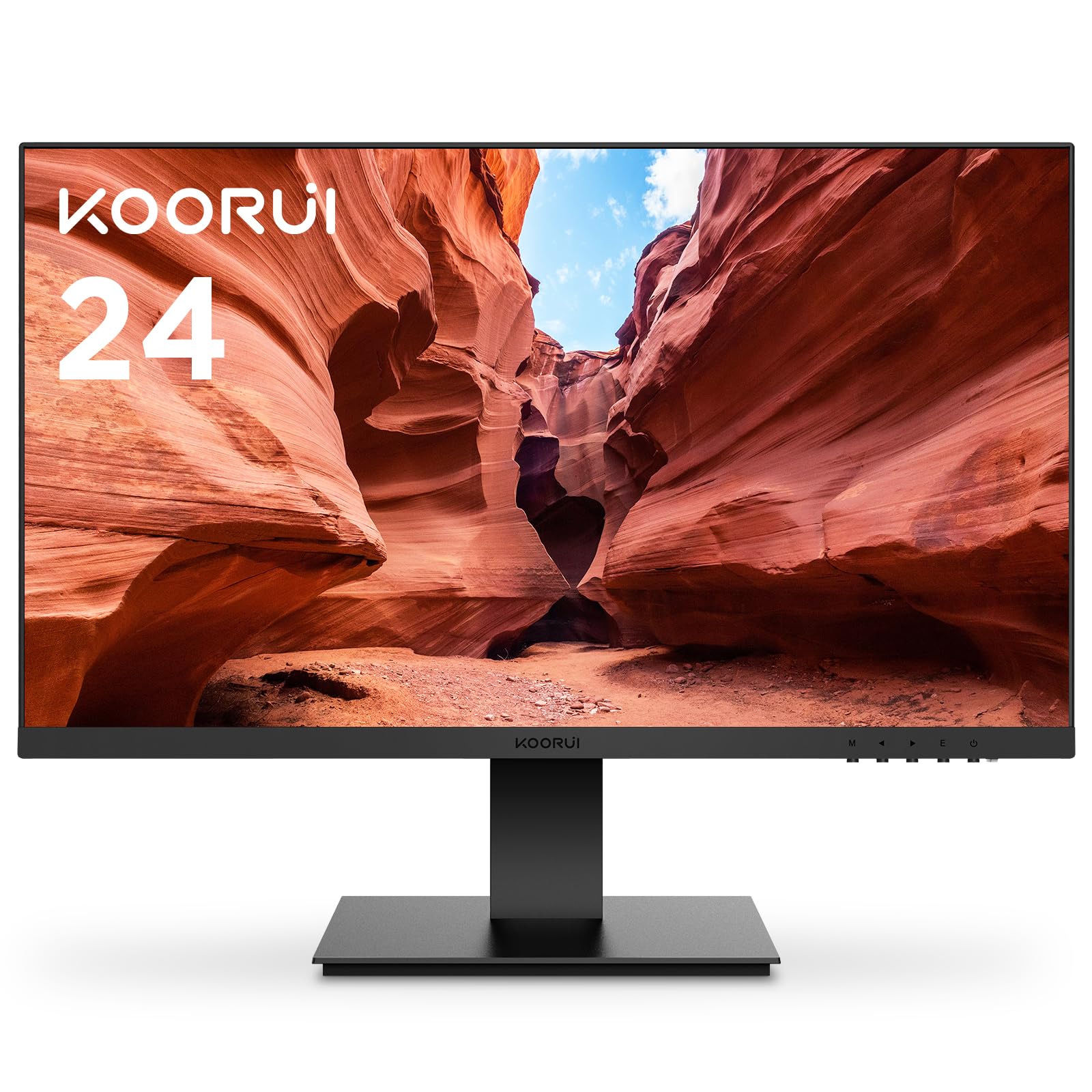 KOORUI 24 Inch Full HD 1080p Computer Monitor - 75Hz VA LED Display with Ultra Slim Design, HDMI & VGA Ports, VESA Mount (75x75mm) - Ideal for Home Office, Gaming, and Business Use (Black)