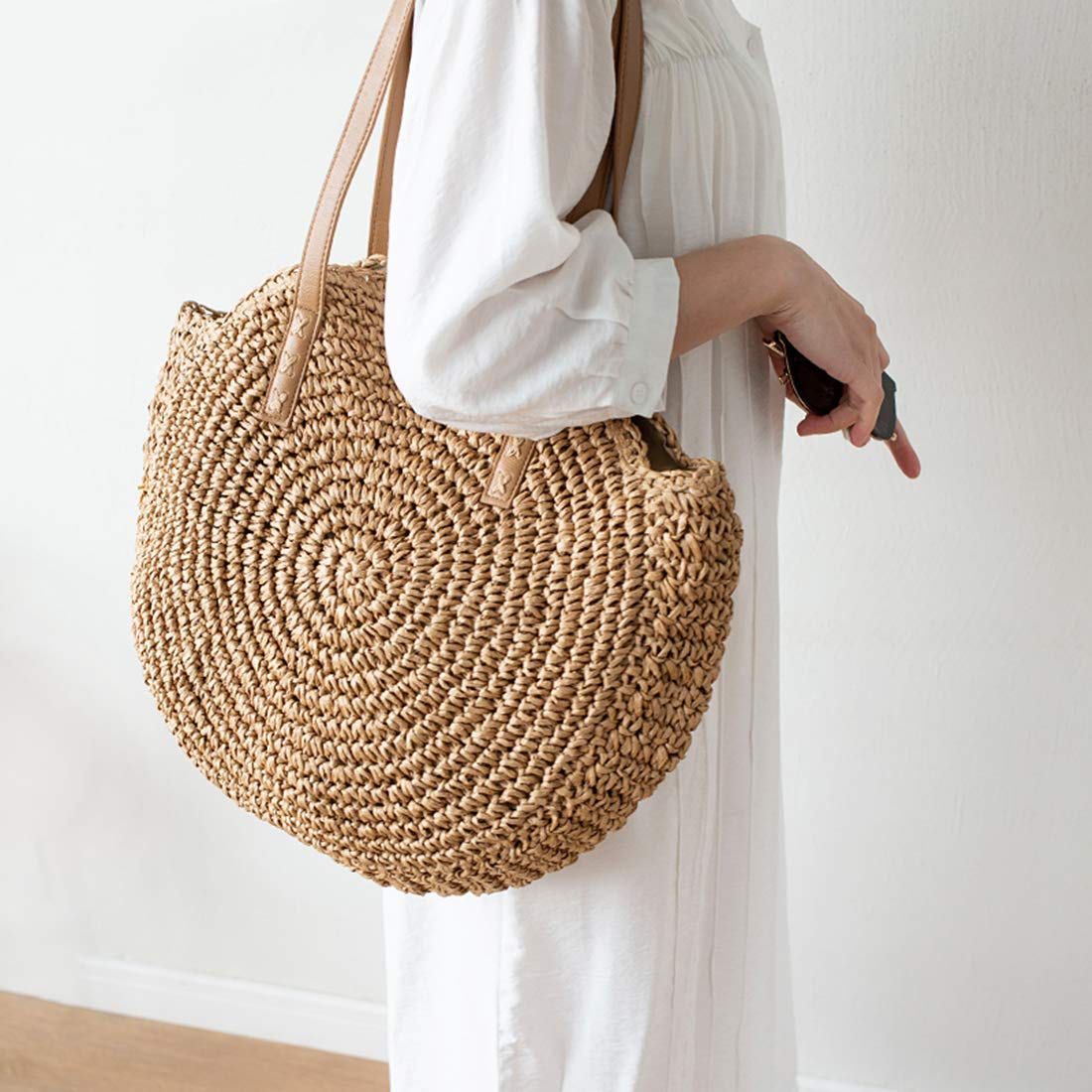 **Women's Large Foldable Straw Beach Bag - Woven Tote Shoulder Purse for Summer Vacation, Travel & Pool Day - Perfect Beach Gift & Accessory**