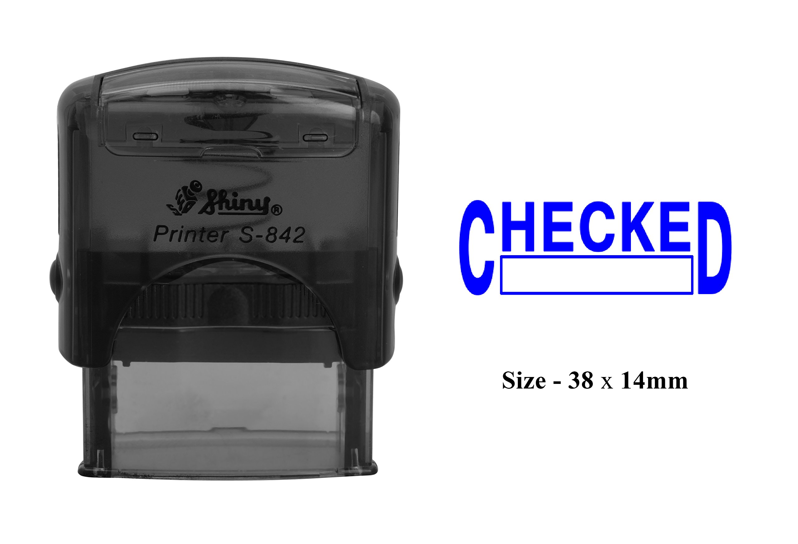 Self Inking Rubber Stamp - S-842 Office Stamp with Checkered Shiny Design for Documents, Certificates & Business Paperwork