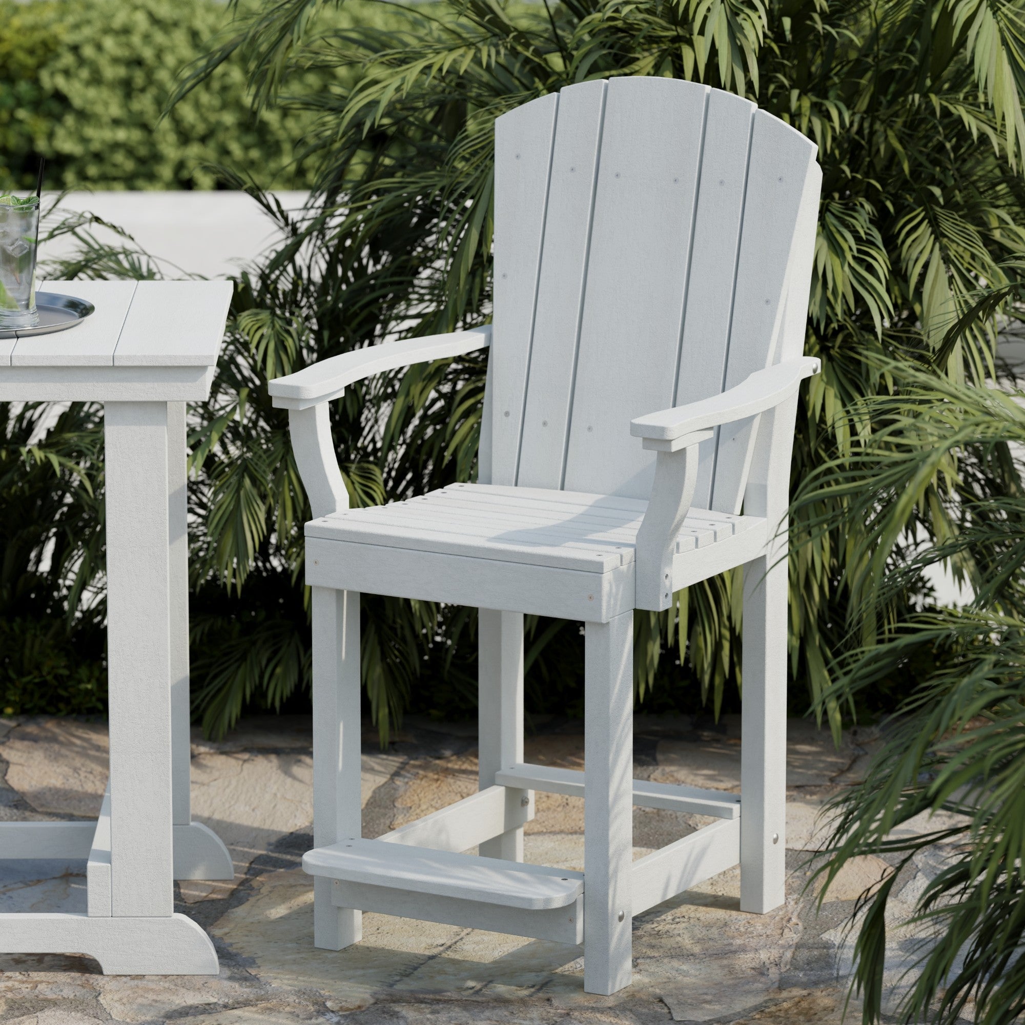 Heritage 3-Piece Patio Counter Height Bar Set - Outdoor Bistro Table & Stools for Backyard, Deck, Garden, Poolside Dining & Entertaining