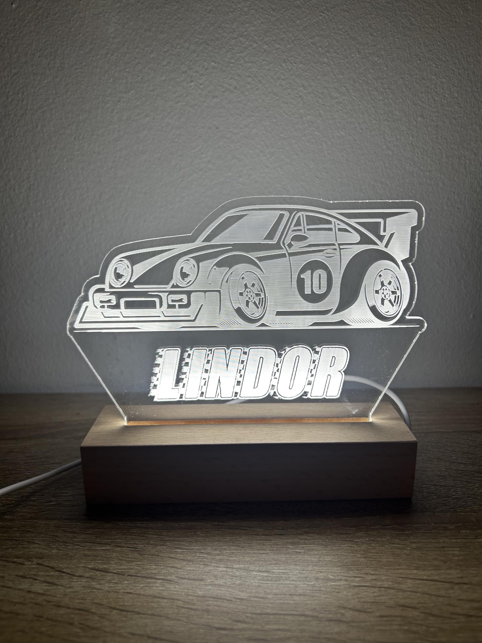 Custom Race Car LED Acrylic Light - 3D Illusion Night Light for Desk, Bedroom, Gaming Room Decor - Cool Gift for Car Enthusiasts & Kids (Perfect for Night Lights, Home Office, and Man Cave Decor)