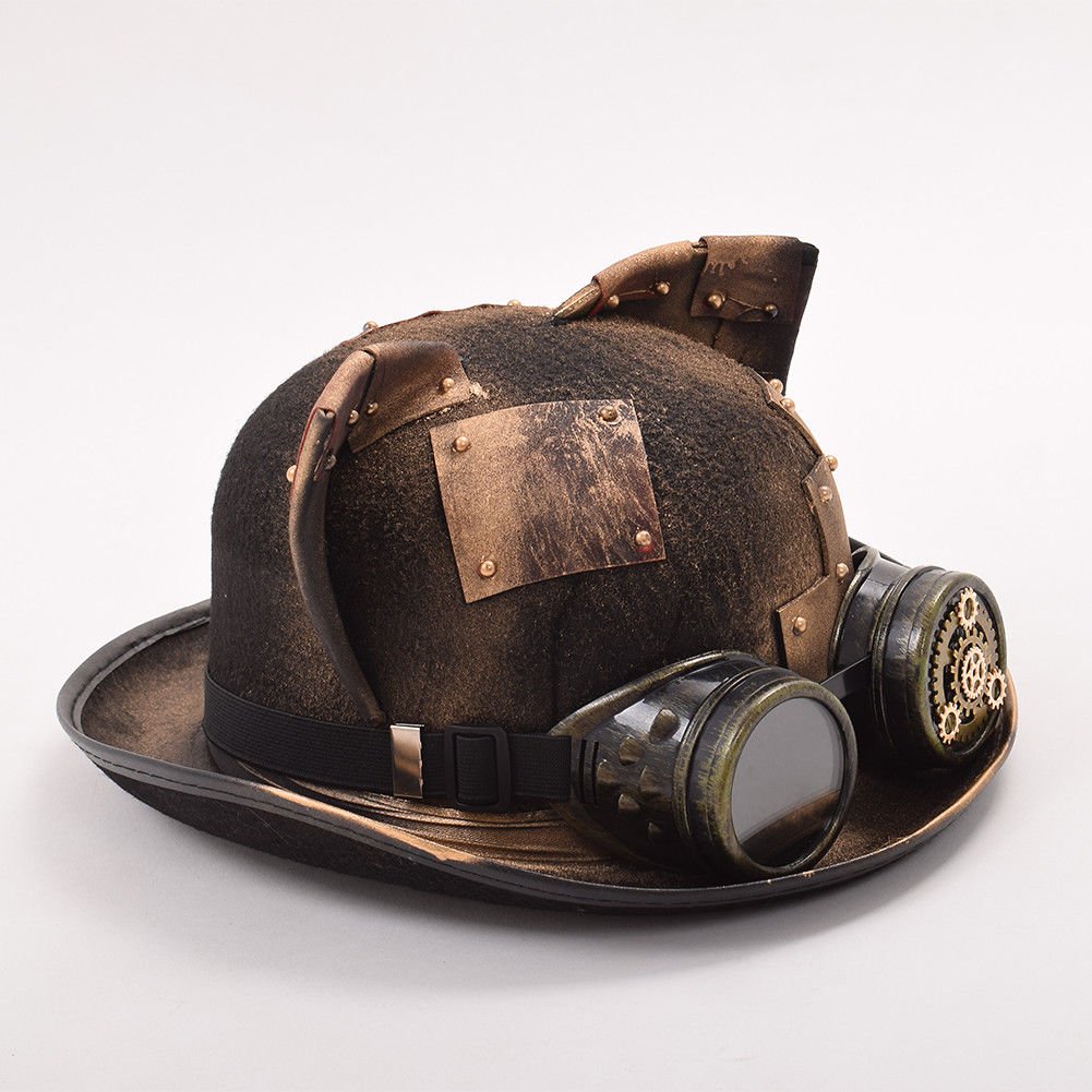 GRACEART Steampunk Top Hat with Goggles - Victorian Style Unisex Costume Accessory for Women & Men | Perfect for Cosplay, Halloween, and Themed Parties