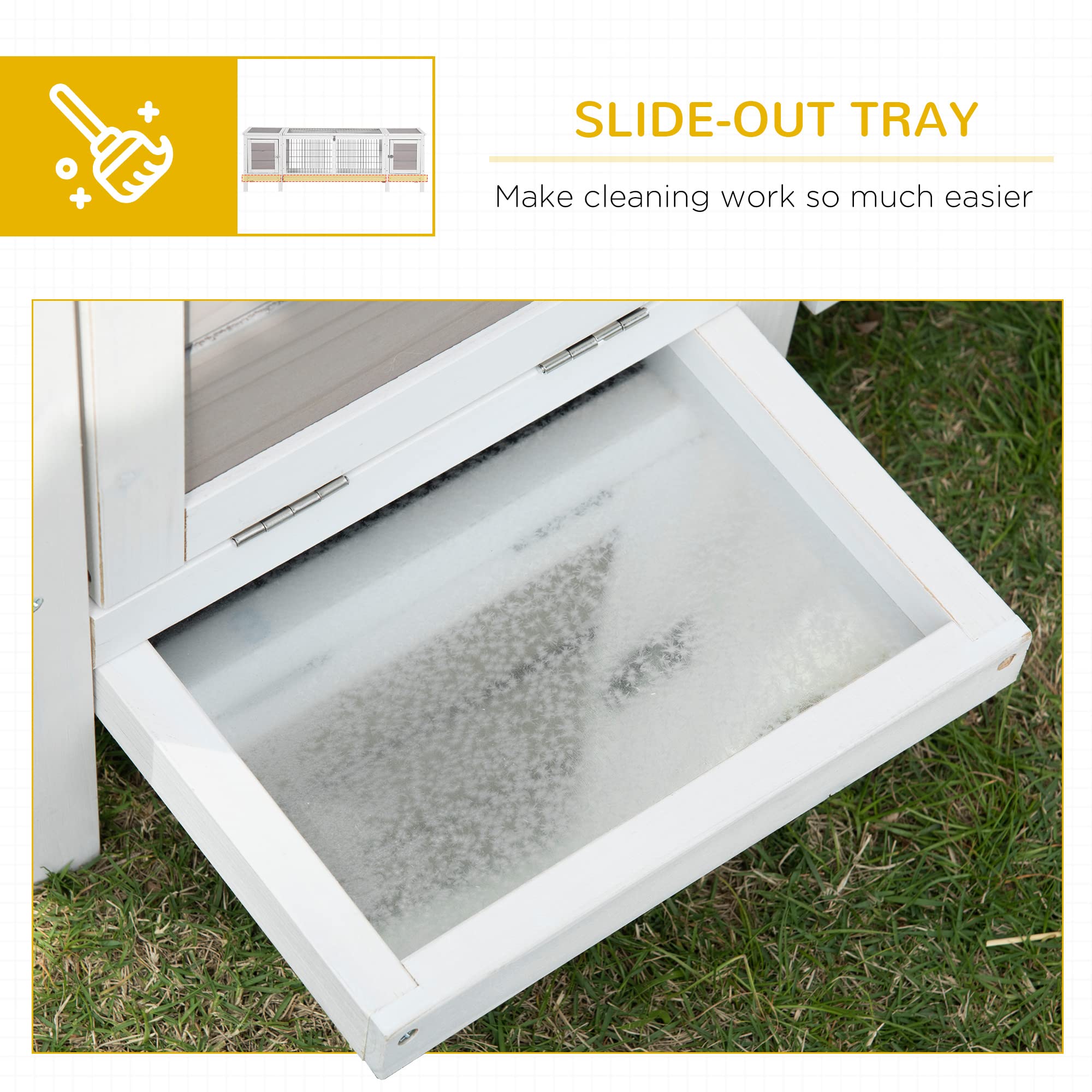 Premium PawHut Rabbit Hutch - Indoor Bunny Cage & Guinea Pig House with Pull-Out Tray & Divider Board | Durable White Small Animal Shelter for Rabbits, Guinea Pigs, Hamsters | Perfect for Home, Backyard, or Pet Store Use