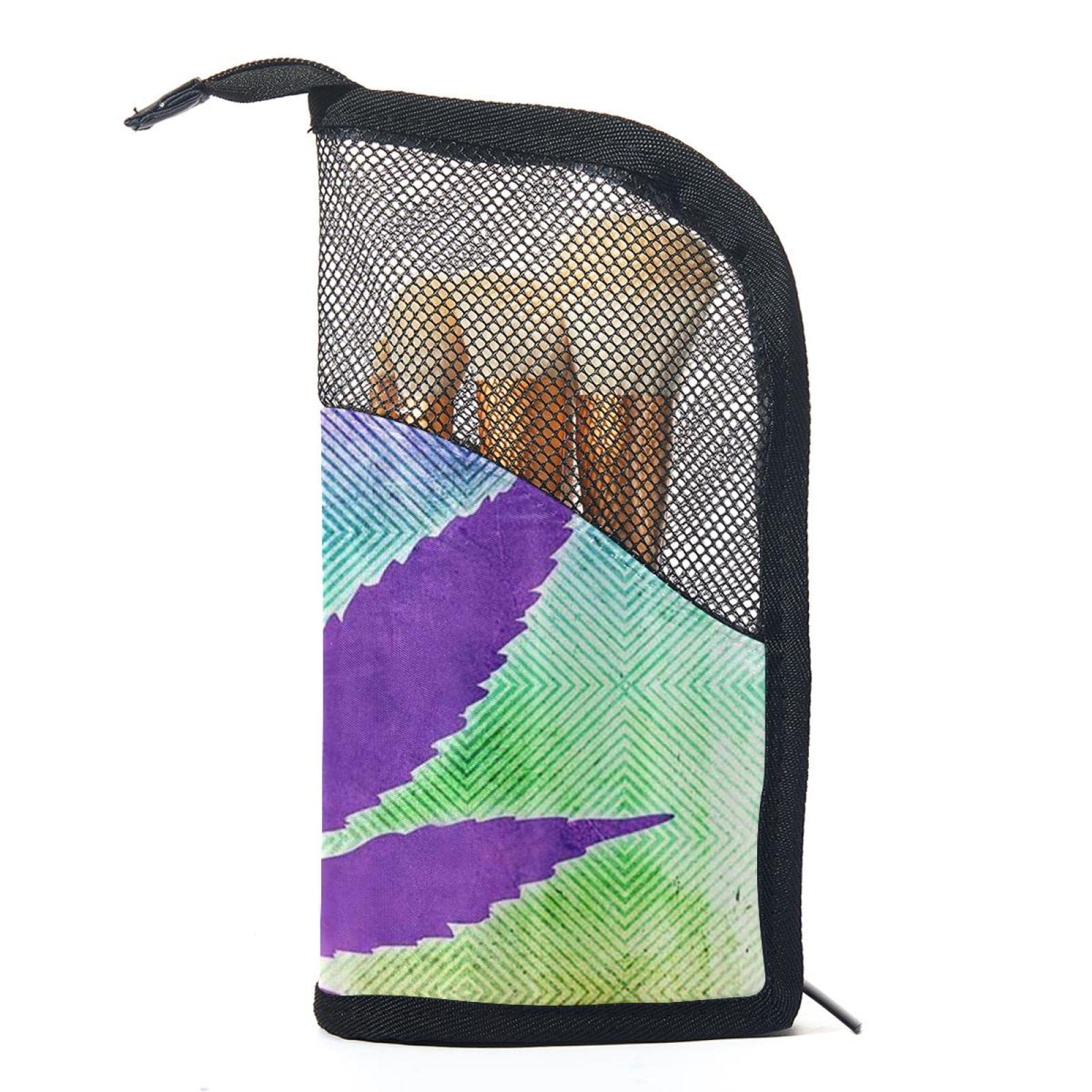 Vintage Plant Purple Leaves Makeup Brush Organizer Bag with 12 Brush Holder - Portable Cosmetic Brush Case for Travel, Home & Professional Makeup Artist Kit