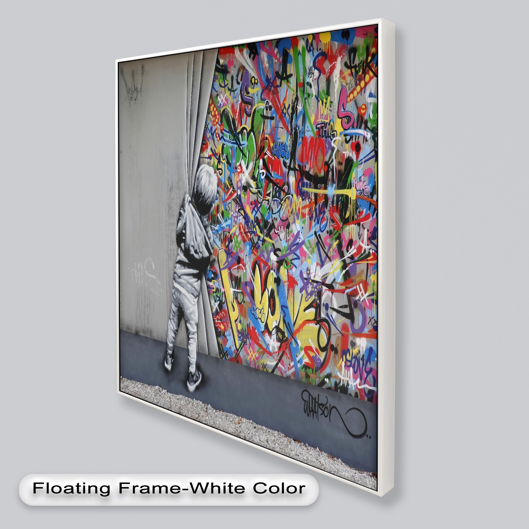 Banksy Inspired Graffiti Oil Painting - Modern Street Art Canvas for Home & Office Decor | Urban Wall Art for Living Room, Bedroom or Studio