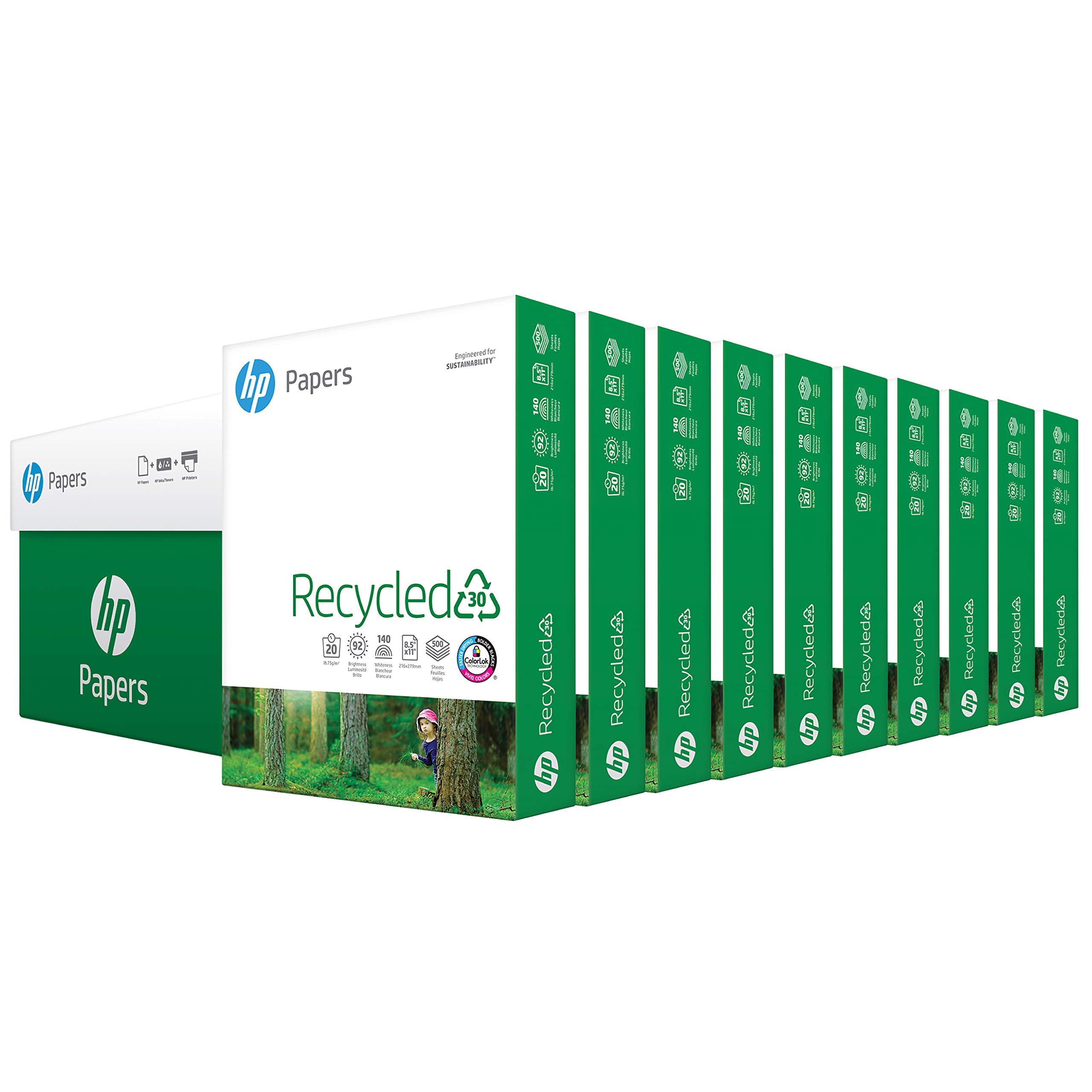 HP Printer Paper 8.5 x 11 Inches - 30% Recycled, 92 Brightness, FSC Certified | 10 Ream Case (5000 Sheets) | Made in USA | Ideal for Office, School & Home Printing