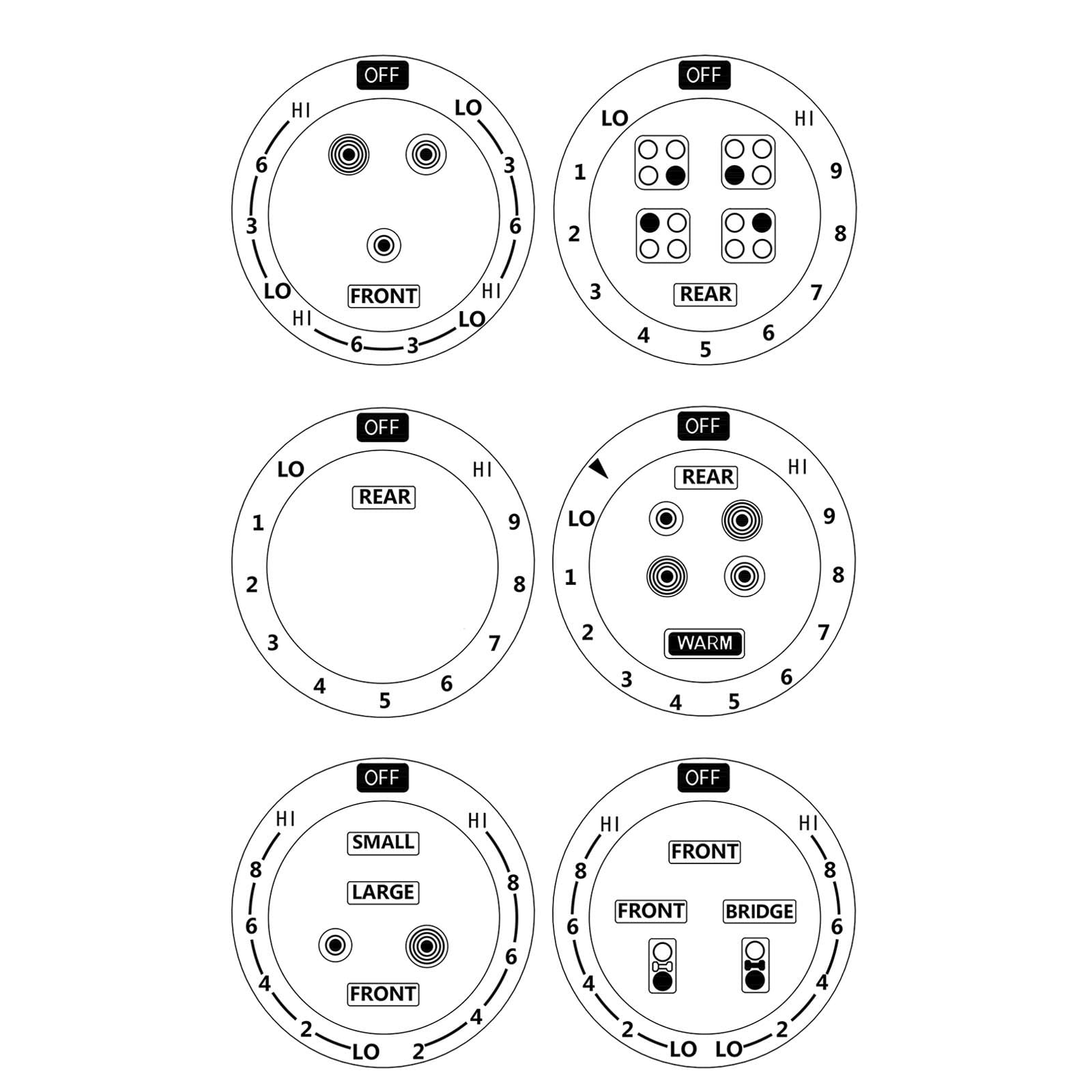 MANWU 6-Pack Stove Knob Stickers - Heat Resistant Burner Cooktop Hob Dial Labels with Clear Adhesive (Black Print for Silver/White/Light Stoves) - Perfect for Gas & Electric Ovens, Kitchen Safety Upgrade