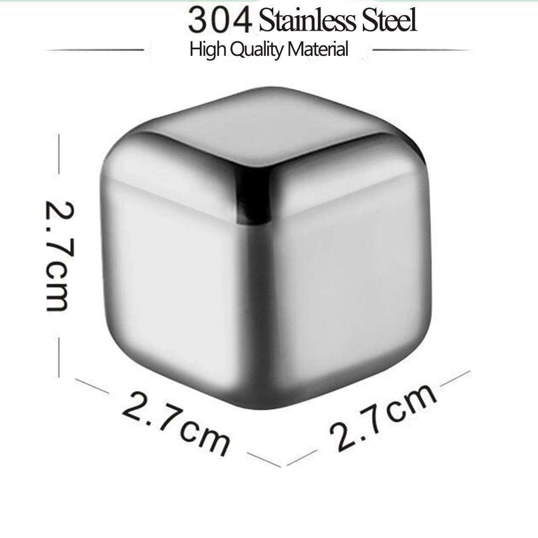 SYGA Stainless Steel Whiskey Stones - Reusable Ice Cubes for Whiskey, Vodka, Cocktails & Wine - Chills Drinks Without Diluting - Perfect for Home Bars, Parties & Gifts (2-Pack)