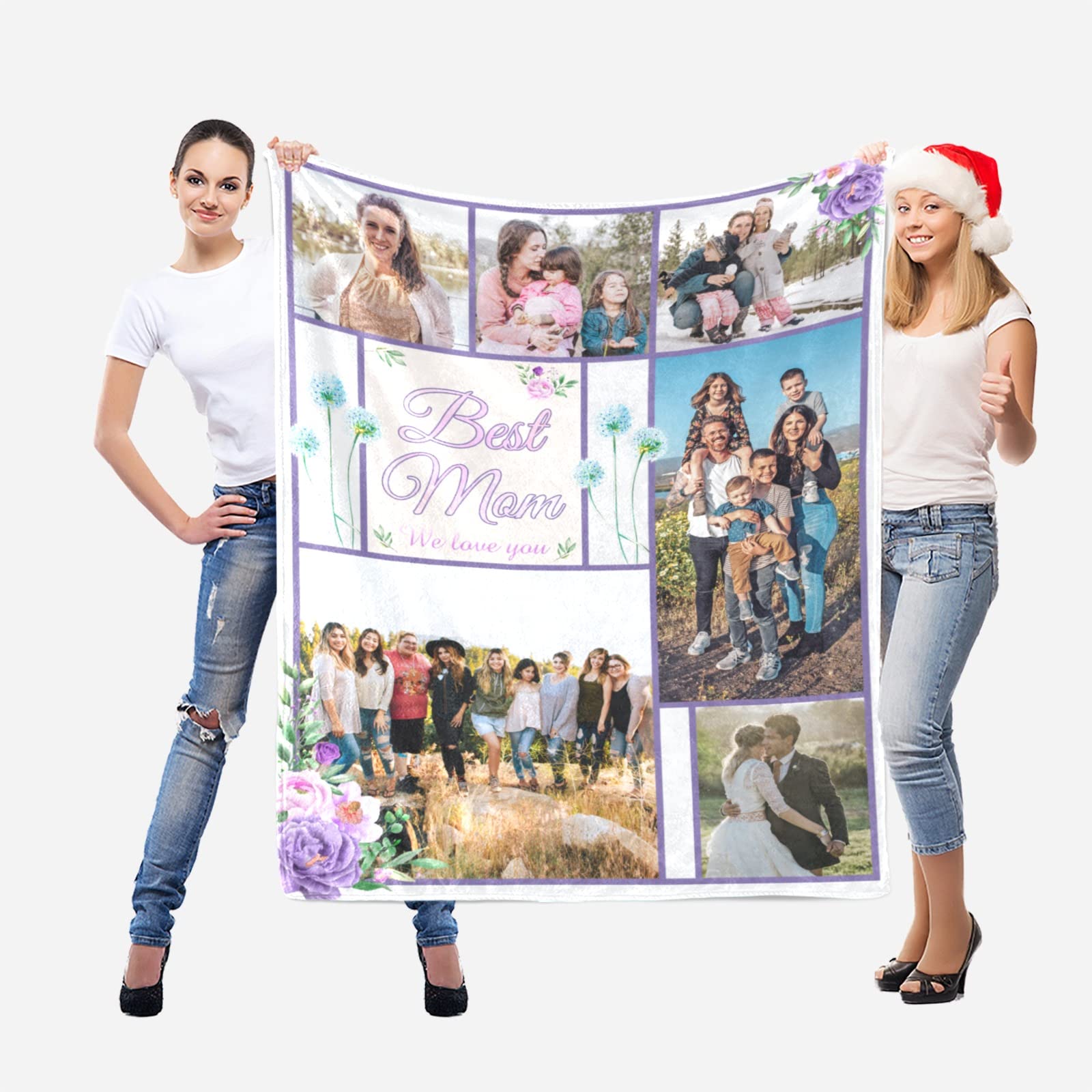 Custom Photo Blanket Personalized with Text & Pictures - 40