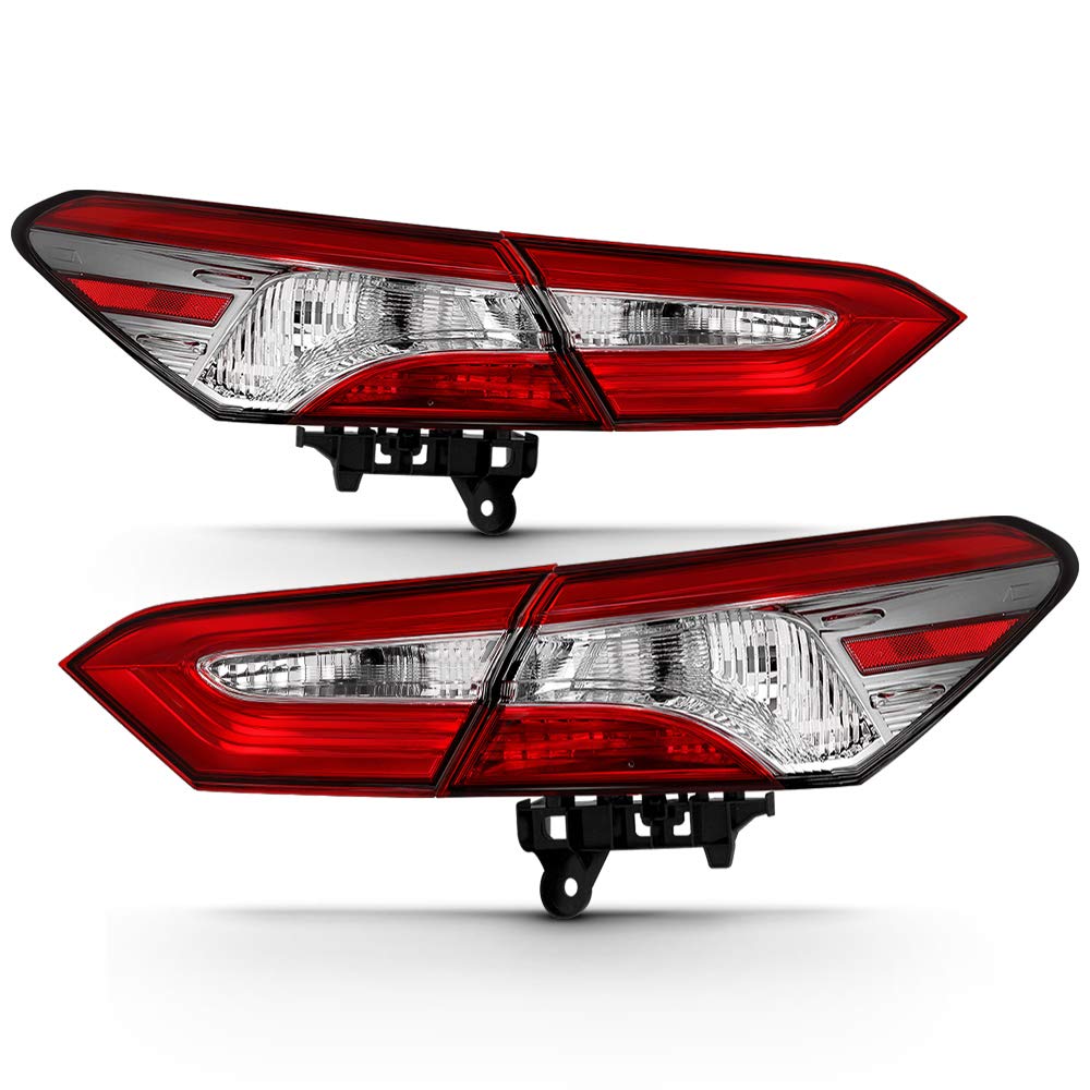 ACANII - 2018-2020 Toyota Camry L/LE OEM Style Tail Lights Brake Lamp Assembly Replacement Pair (Left & Right) - Perfect for Night Driving & Enhanced Safety