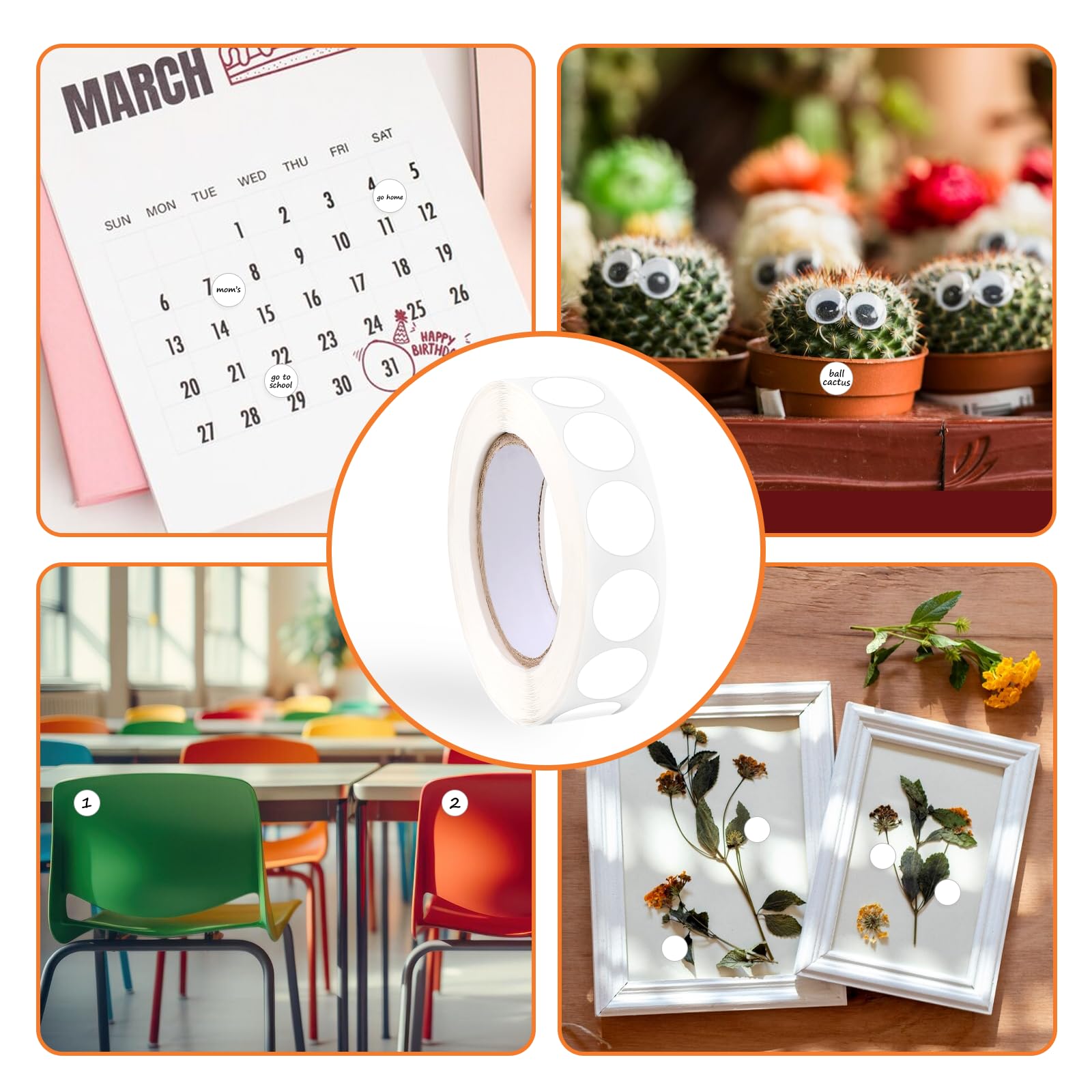 1000 Pcs White Round Stickers - 0.5 Inch Blank Circle Dot Labels for Writing | Perfect for Classroom, Office, Crafts & Organization | Cobee Writable Stickers for Notes, Color Coding & DIY Projects
