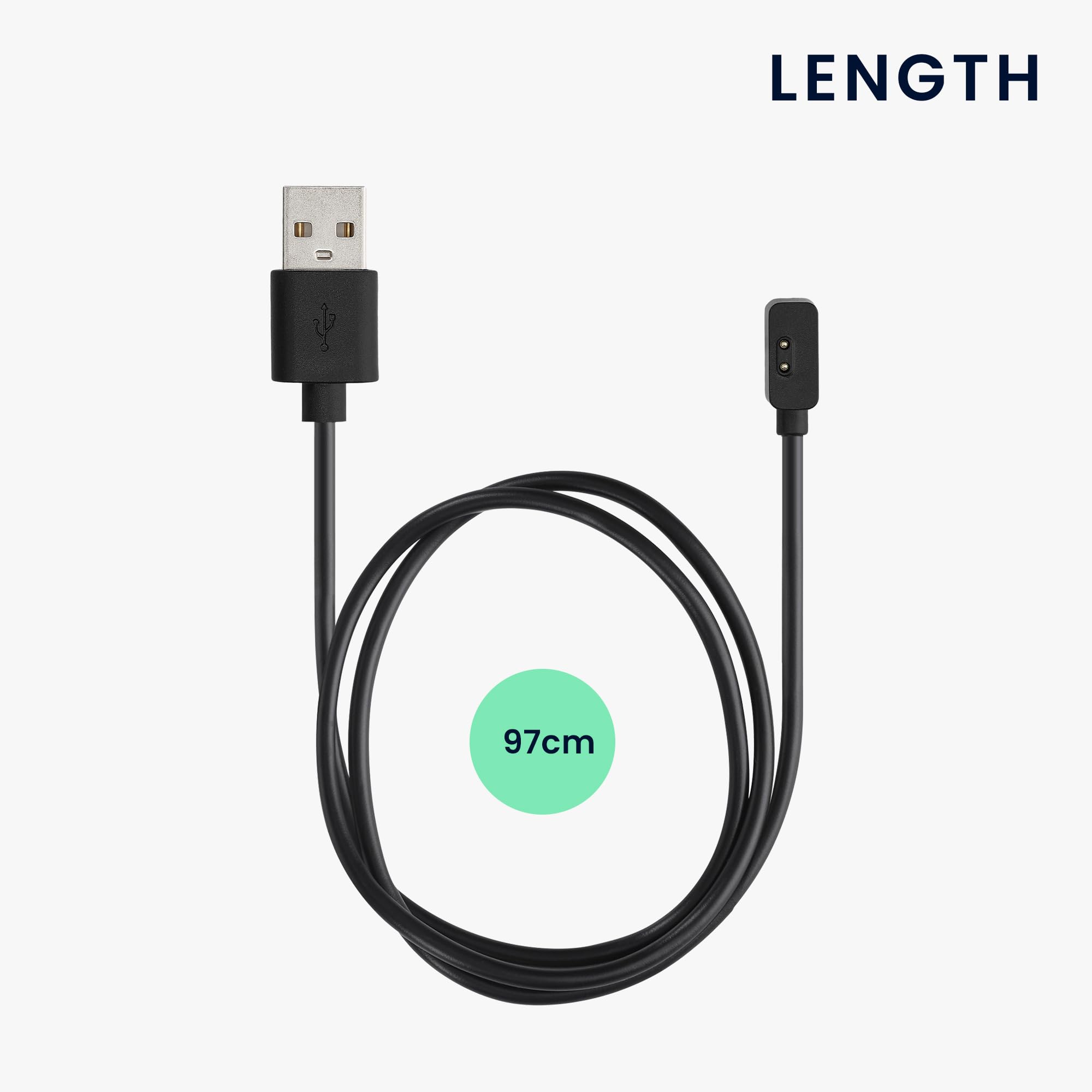 kwmobile USB Charging Cable for Xiaomi Redmi Watch 2 Lite/3 Lite - Fast Charging Cord for Smartwatch - Durable Nylon Braided Black Cable - Perfect for Home, Office & Travel Use