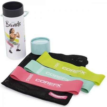 CoreFX Mini Resistance Bands Set - 5 Pack with Different Strengths for Home Workouts, Physical Therapy & Fitness Training - Portable Exercise Bands for Legs, Arms & Glutes