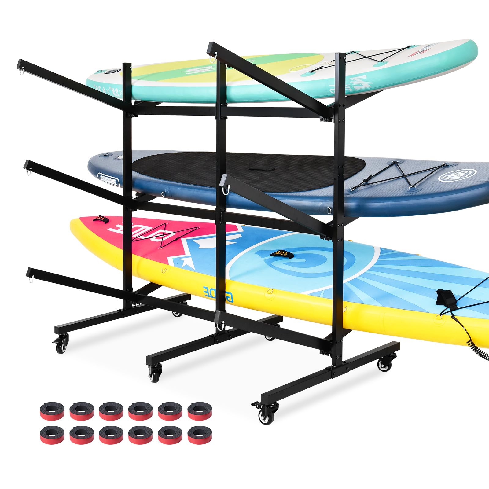 **Heavy-Duty Kayak Stand & Storage Rack – Holds 6 Kayaks, SUPs, Canoes – 400 LB Capacity with Wheels for Easy Transport – Garage & Outdoor Storage Solution – Includes Kayak Paddle Holder – Perfect for RV, Backyard, Dock & Marina Organization**