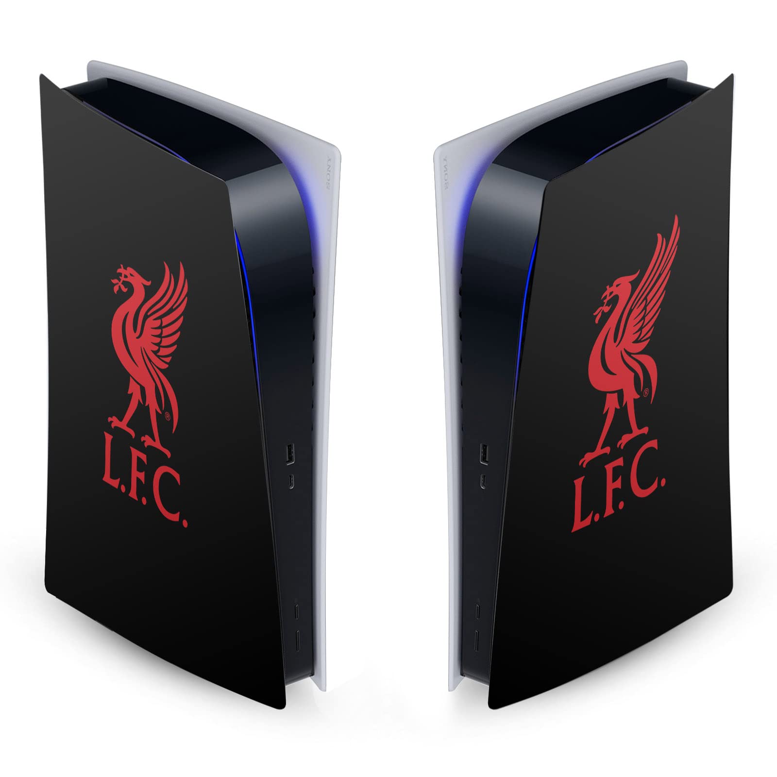 Official Liverpool FC Liver Bird Red on Black Vinyl Skin Decal Sticker Compatible with Sony PlayStation 5 PS5 Digital Edition Console - Custom Gaming Accessory for Football Fans & PS5 Enthusiasts