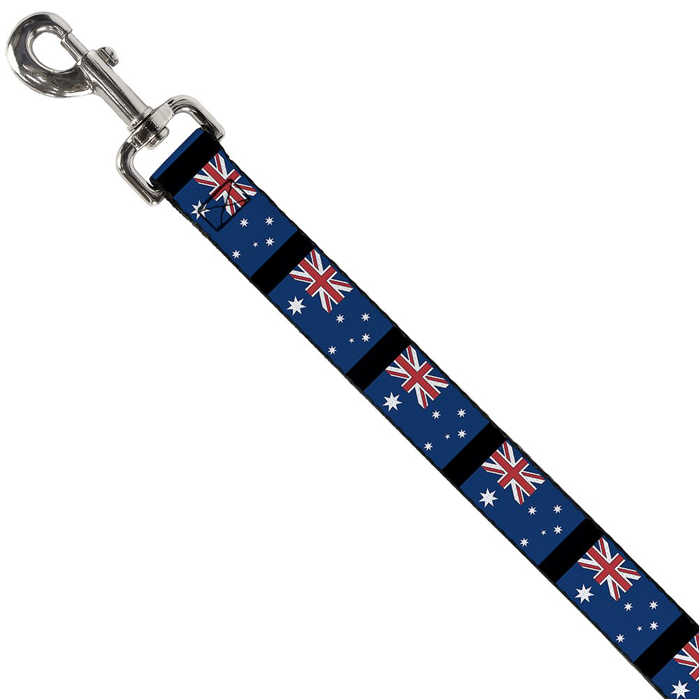 Buckle-Down Australia Flag Pet Leash - 6 Feet Long, 1.5 Inches Wide - Durable Dog Walking Leash for Medium to Large Dogs - Perfect for Outdoor Adventures, Beach Walks, and Daily Strolls