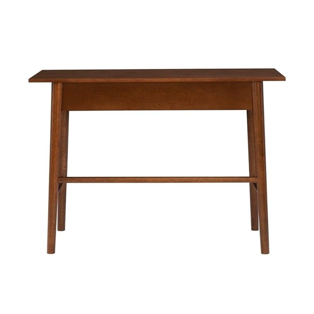 UrbanPro Mid-Century Modern 1-Drawer Wooden Desk with Rounded Legs in Warm Walnut Finish - Perfect for Home Office, Study Room & Small Space Workstations