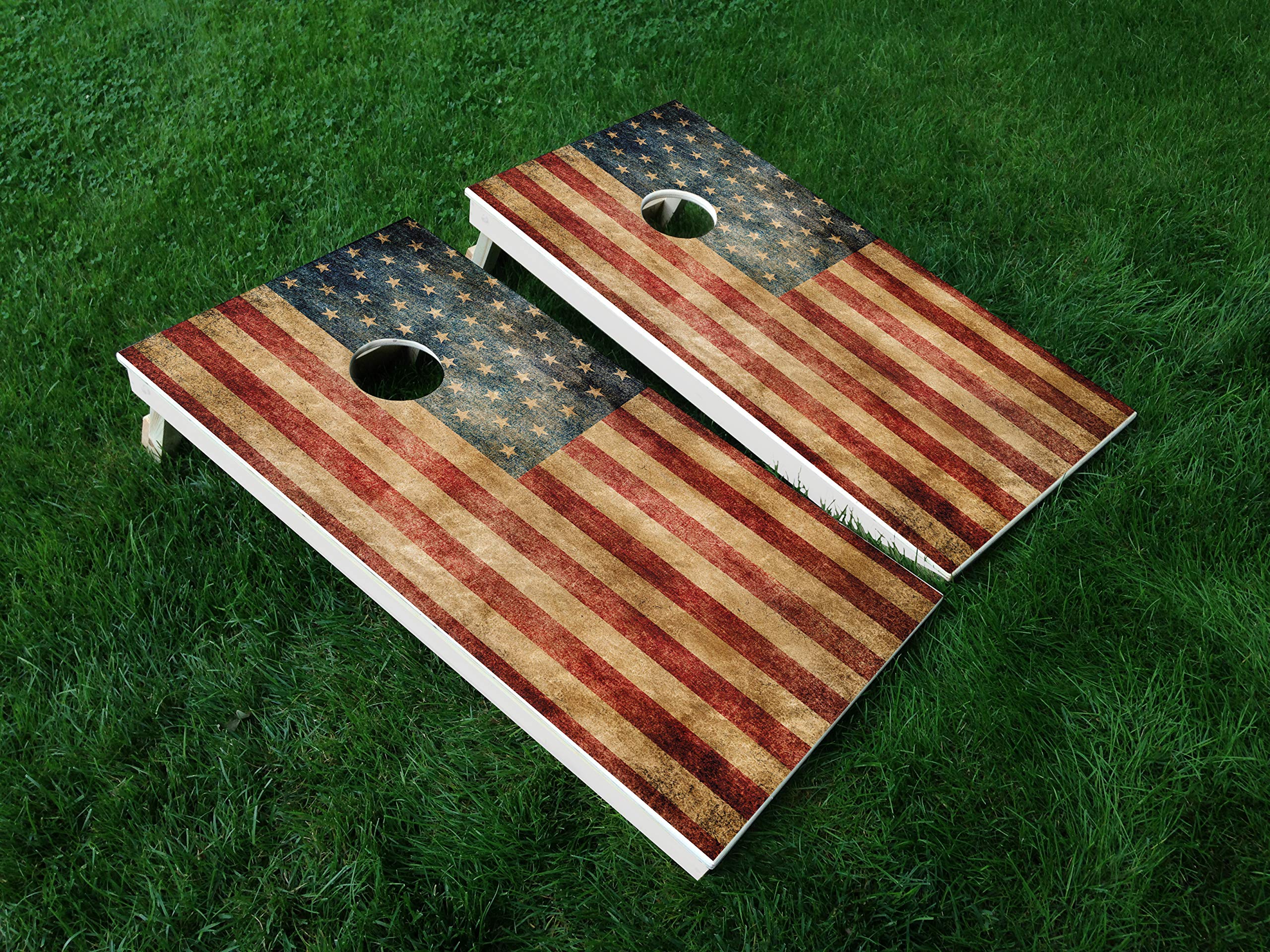 Distressed American Flag Cornhole Wrap Set - Vinyl Board Decals & Bean Bags for Outdoor Games - Made in USA - Perfect for Backyard BBQs, Tailgating & Patriotic Parties