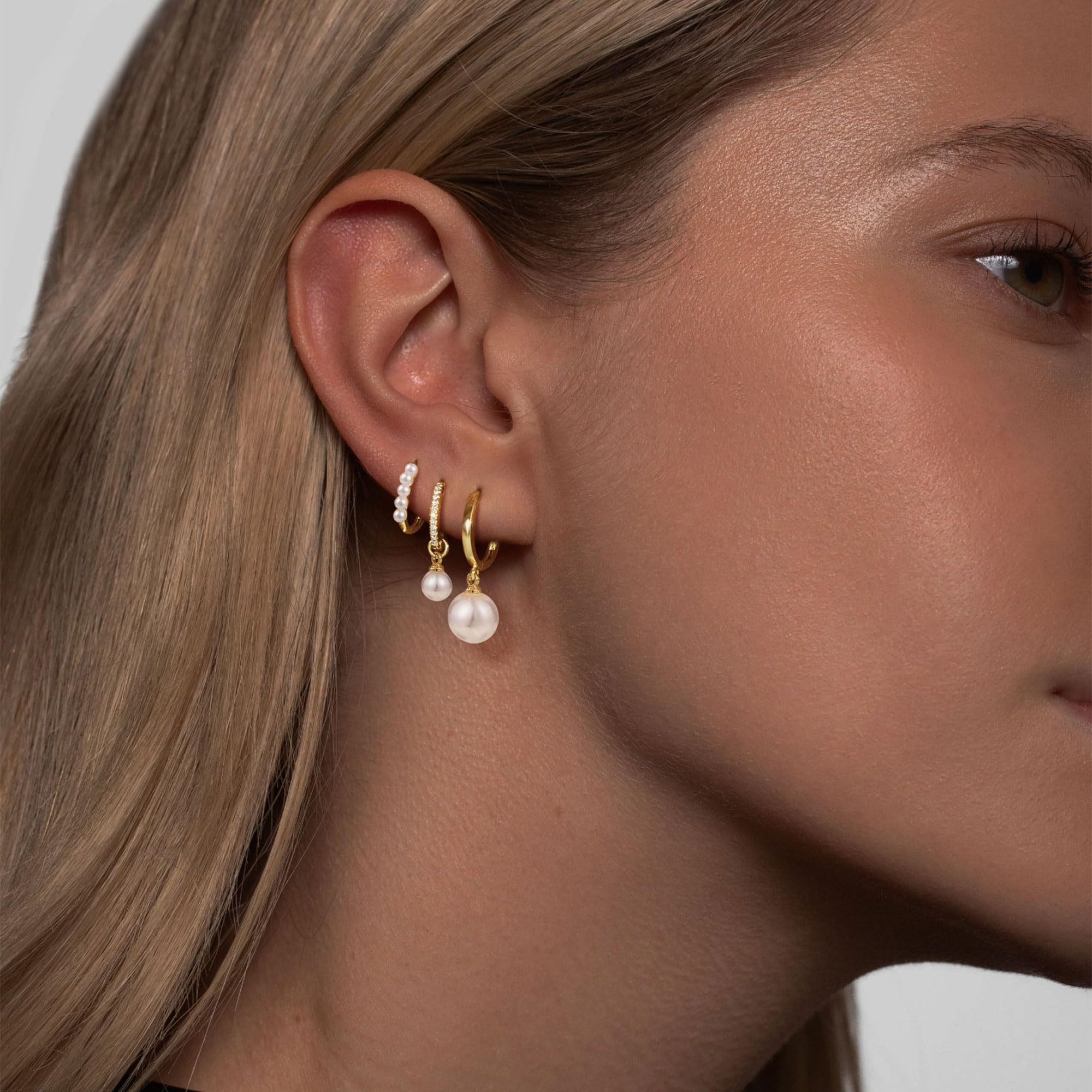 Elegant Gold Earrings for Women - Dainty Cubic Zirconia Studs & Pearl Hoop Earring Set, Trendy 18K Gold Plated Jewelry | Perfect for Parties, Weddings & Everyday Wear