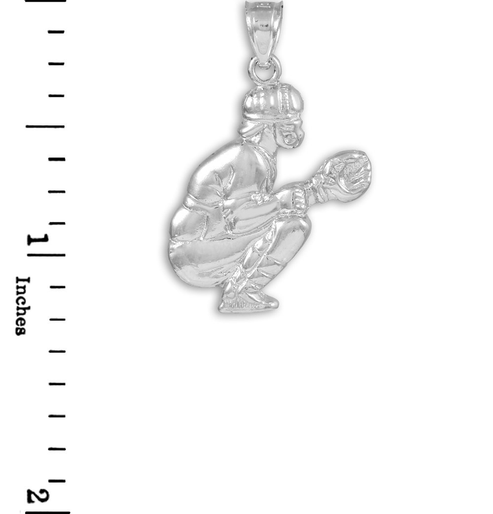 14K White Gold Baseball Catcher Charm Pendant Necklace for Women - Sports Jewelry Gift for Athletes, Baseball Players & Fans - Perfect for Games, Gifts & Everyday Wear