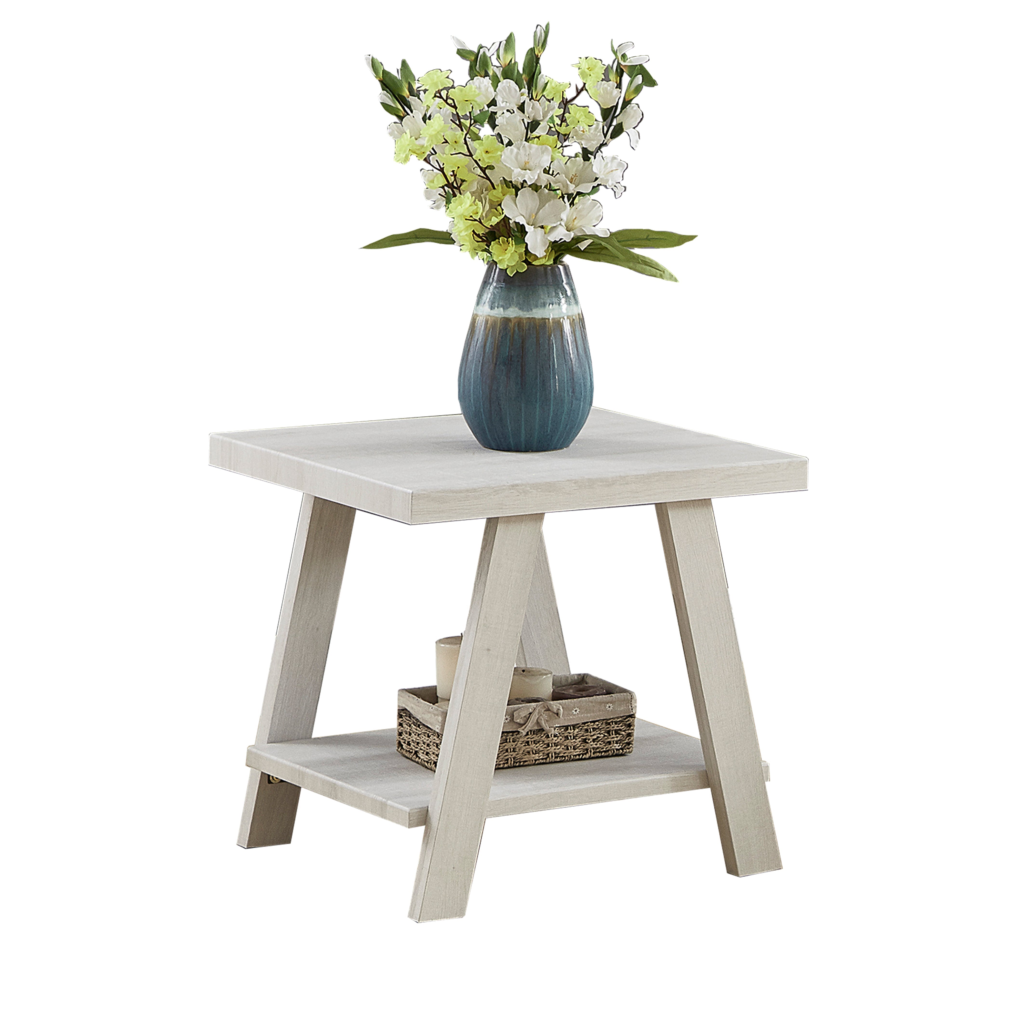 Roundhill Furniture Athens Contemporary Replicated Wood Shelf End Table - Modern Nightstand for Bedroom, Living Room, or Office - Stylish Storage & Display Solution